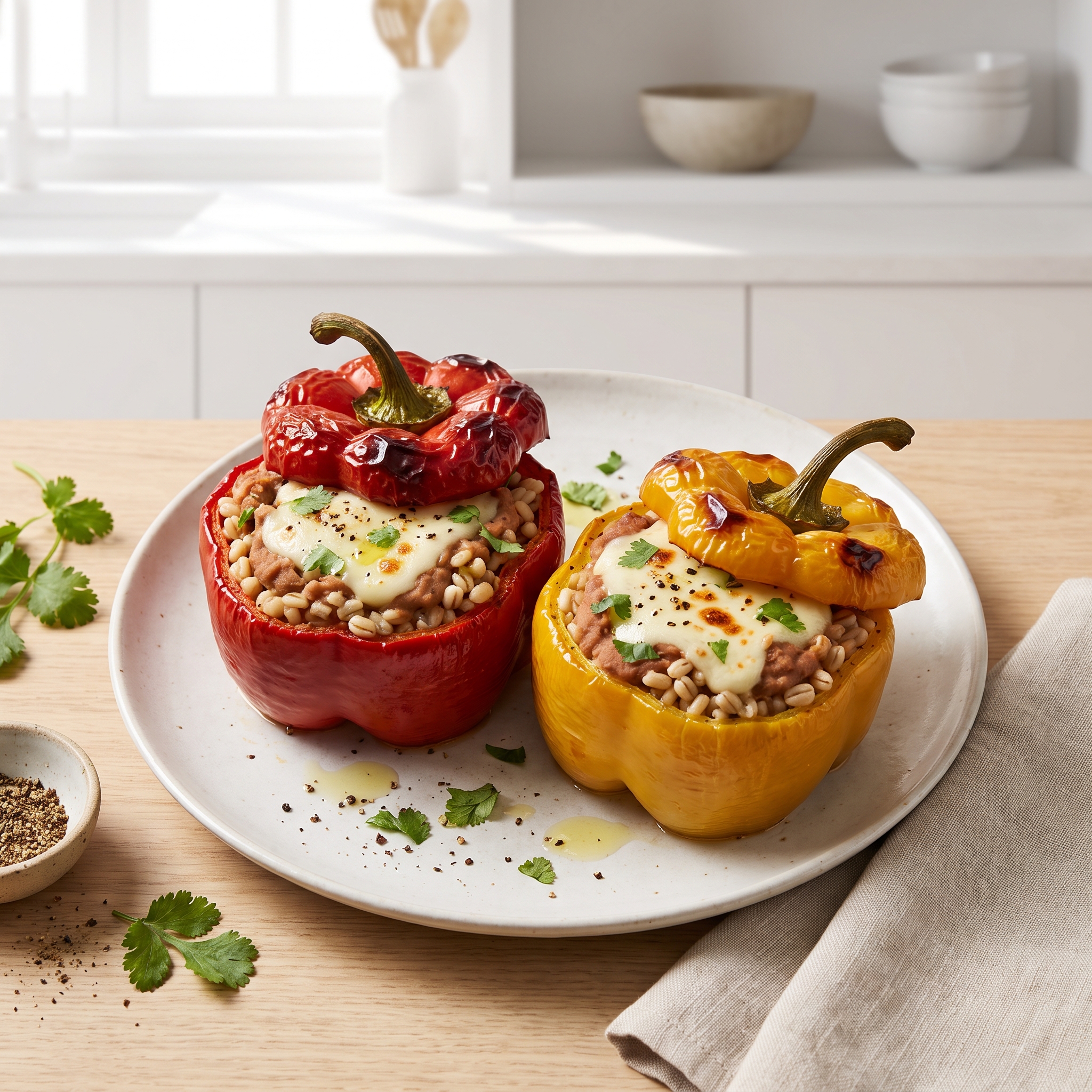 Simple Vegan Bell Peppers Stuffed with Barley