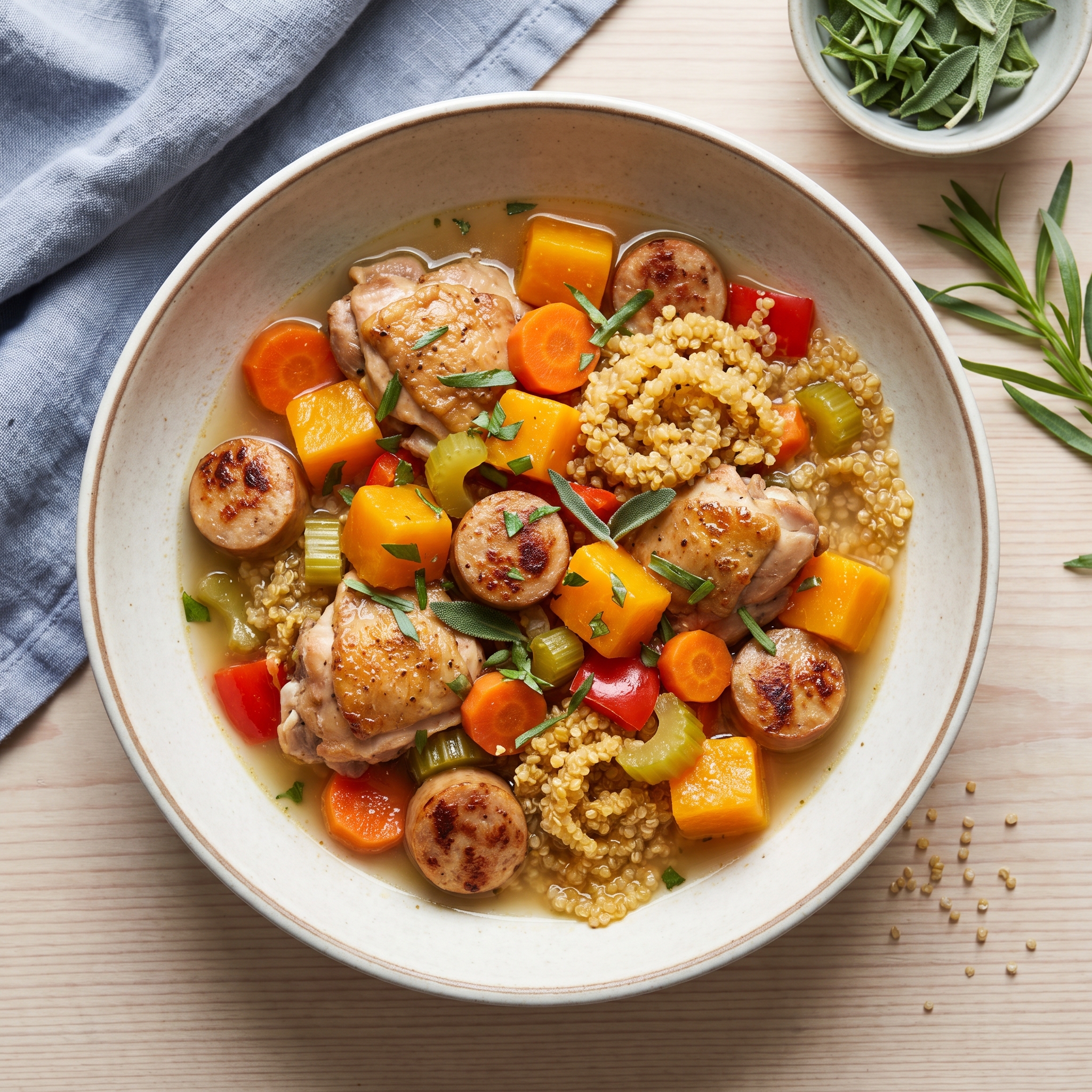 Skillet Chicken and Butternut Squash Stew with Quinoa