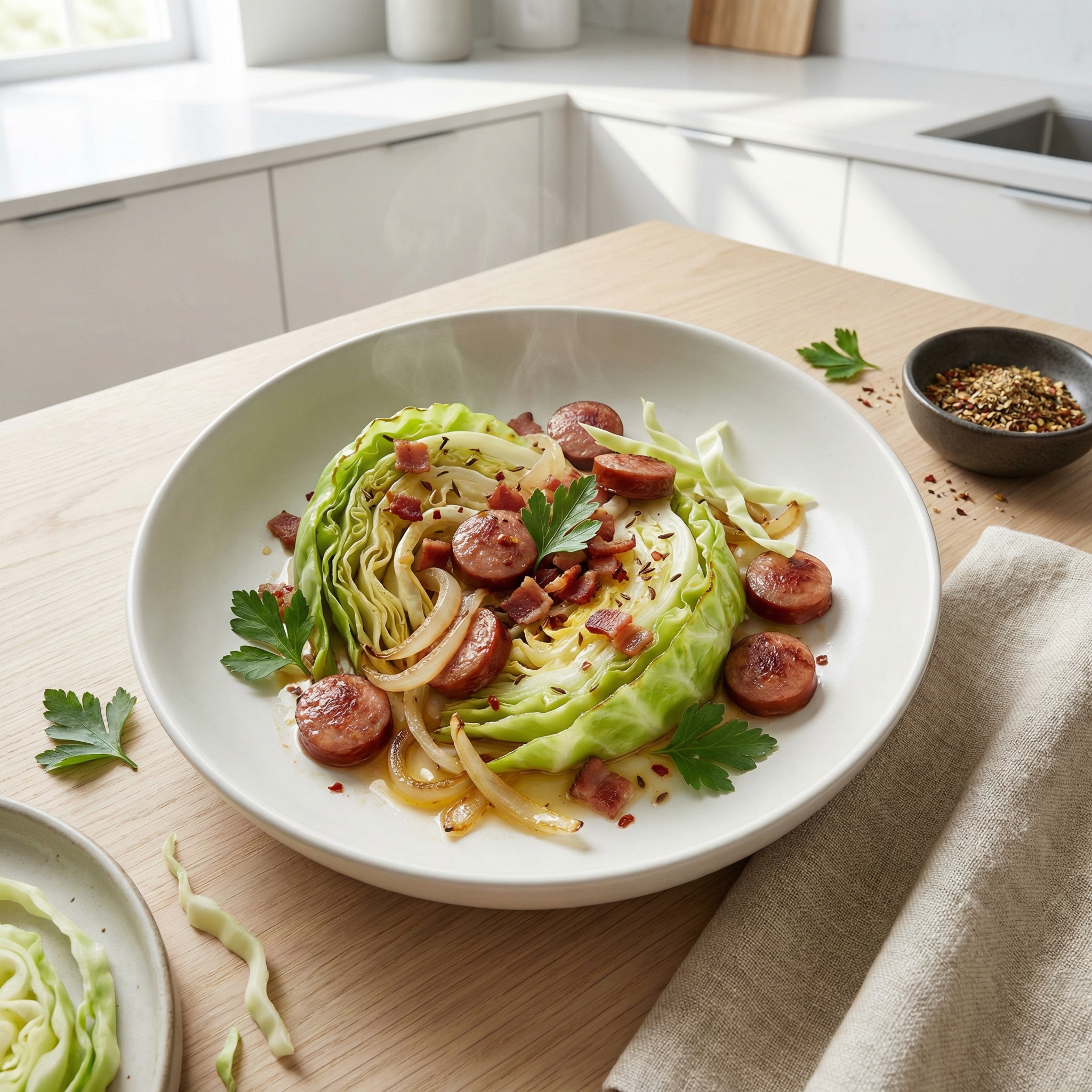 Polish Kielbasa with Braised Cabbage