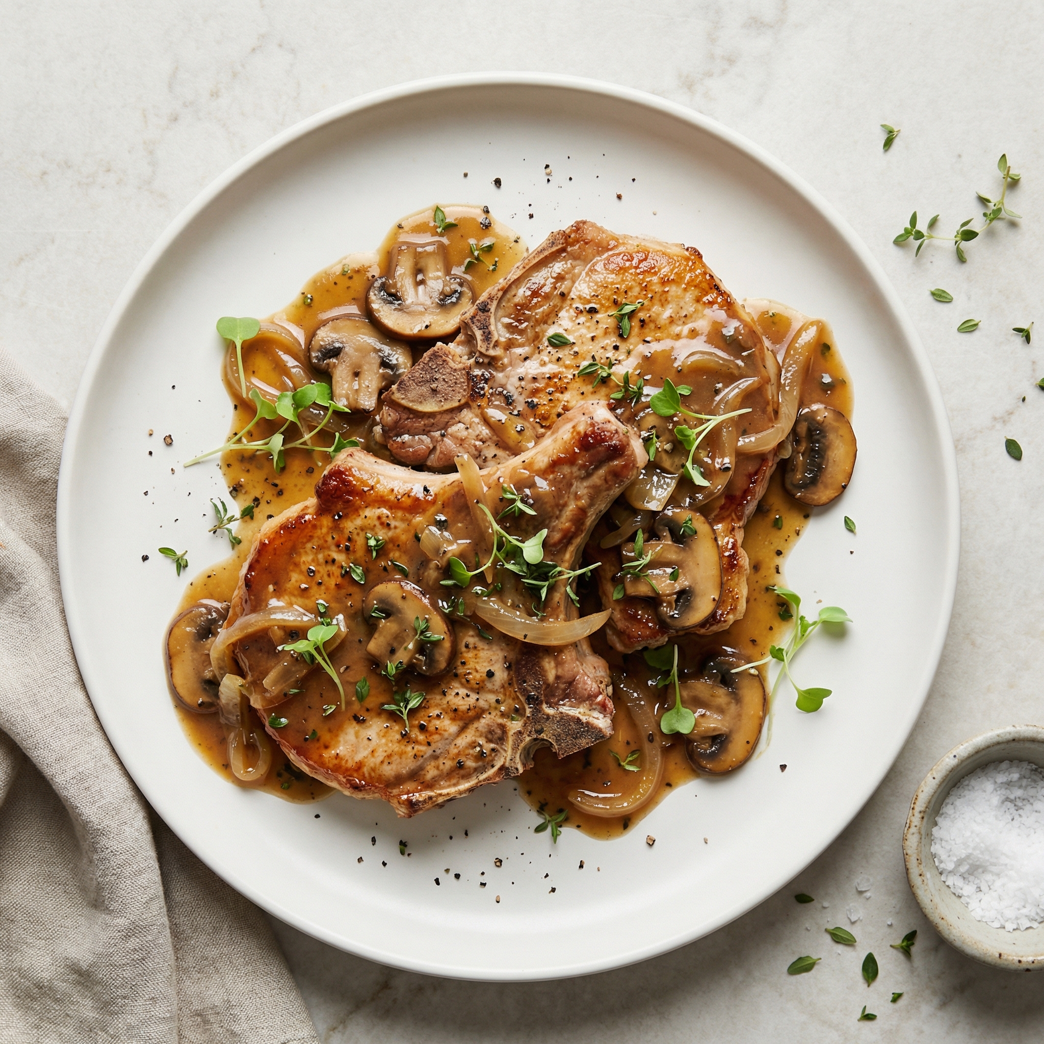 Pan-Seared Pork Chops with Creamy Mushroom Gravy