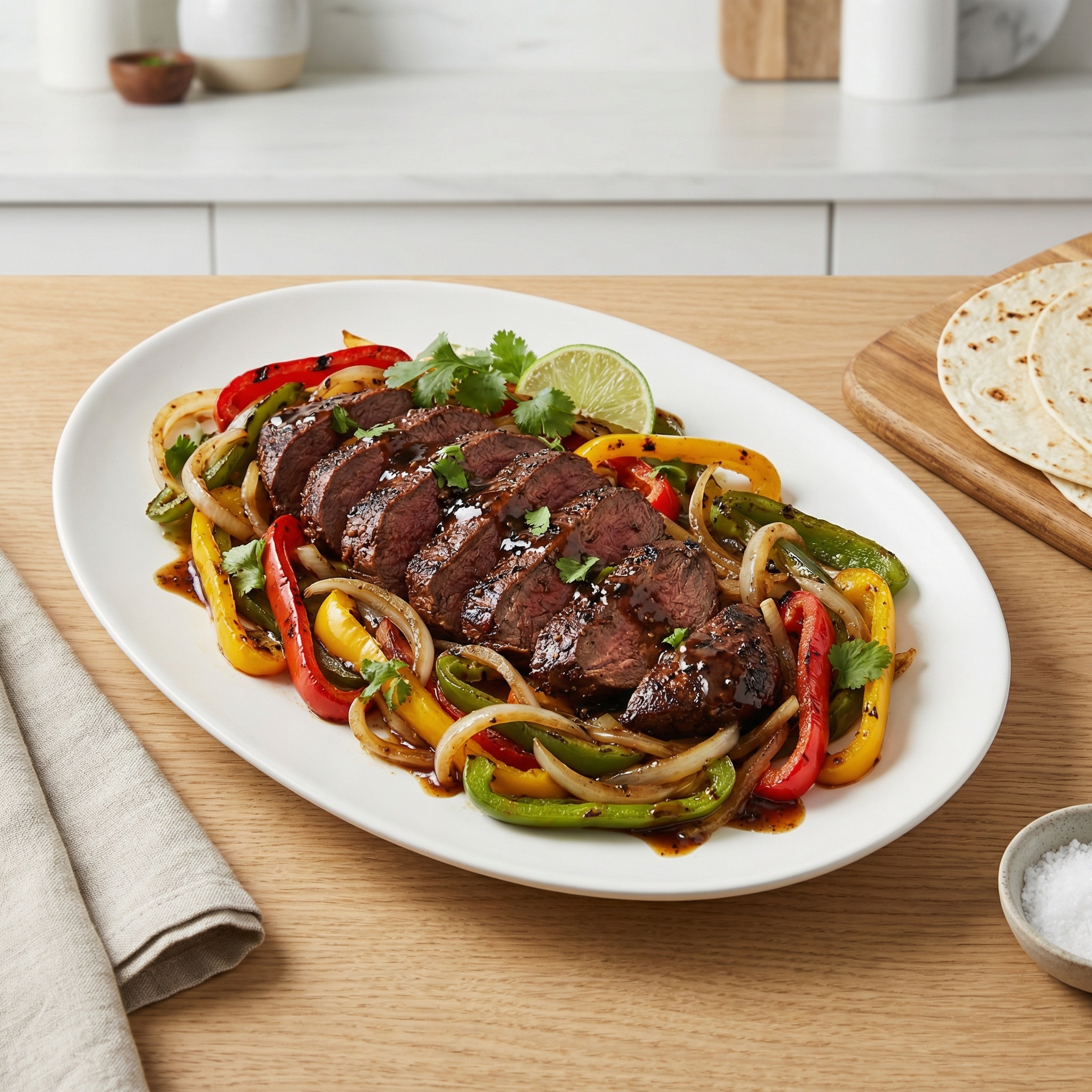 Spiced Venison Fajitas with Peppers and Onions