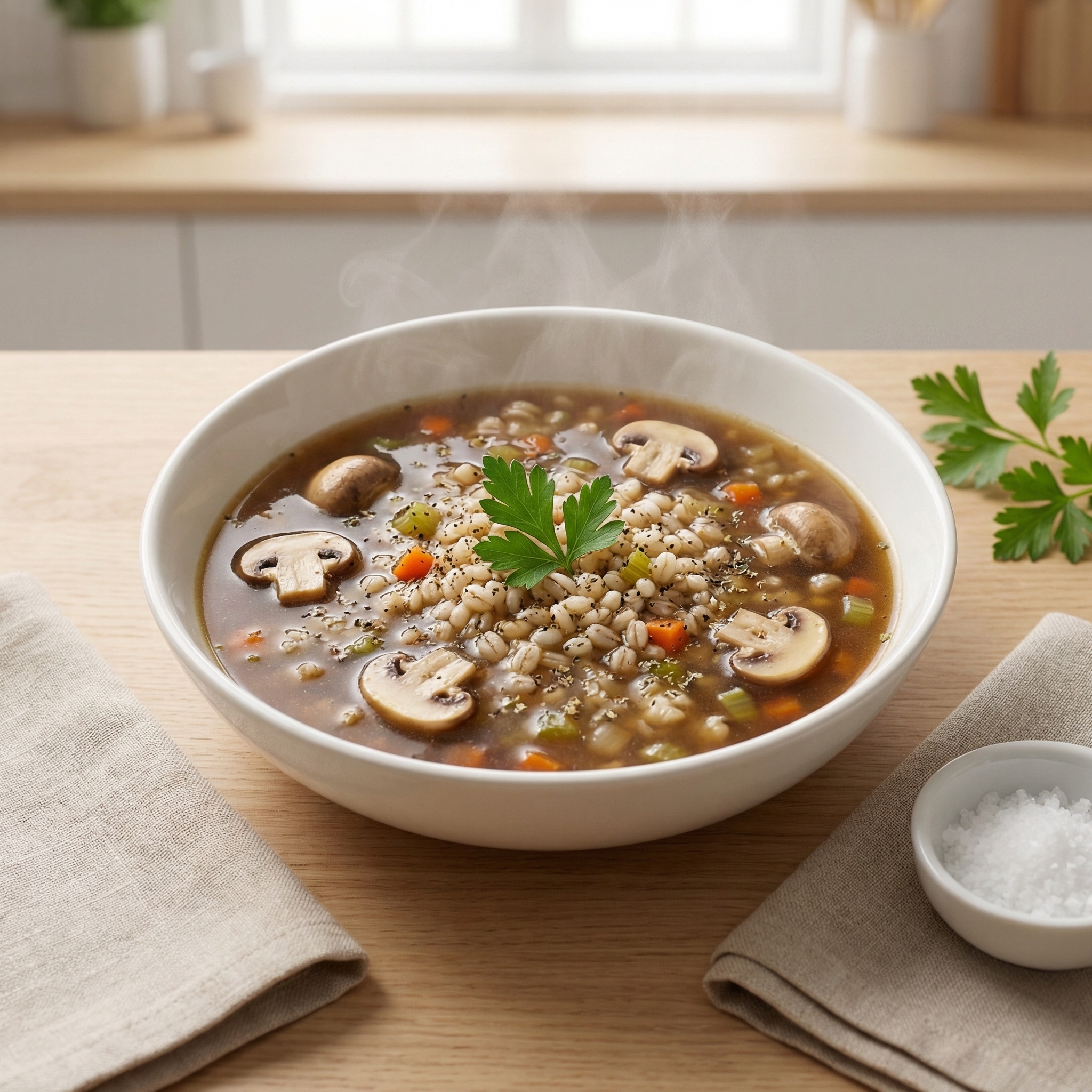 Slow-Simmered Mushroom and Barley Soup