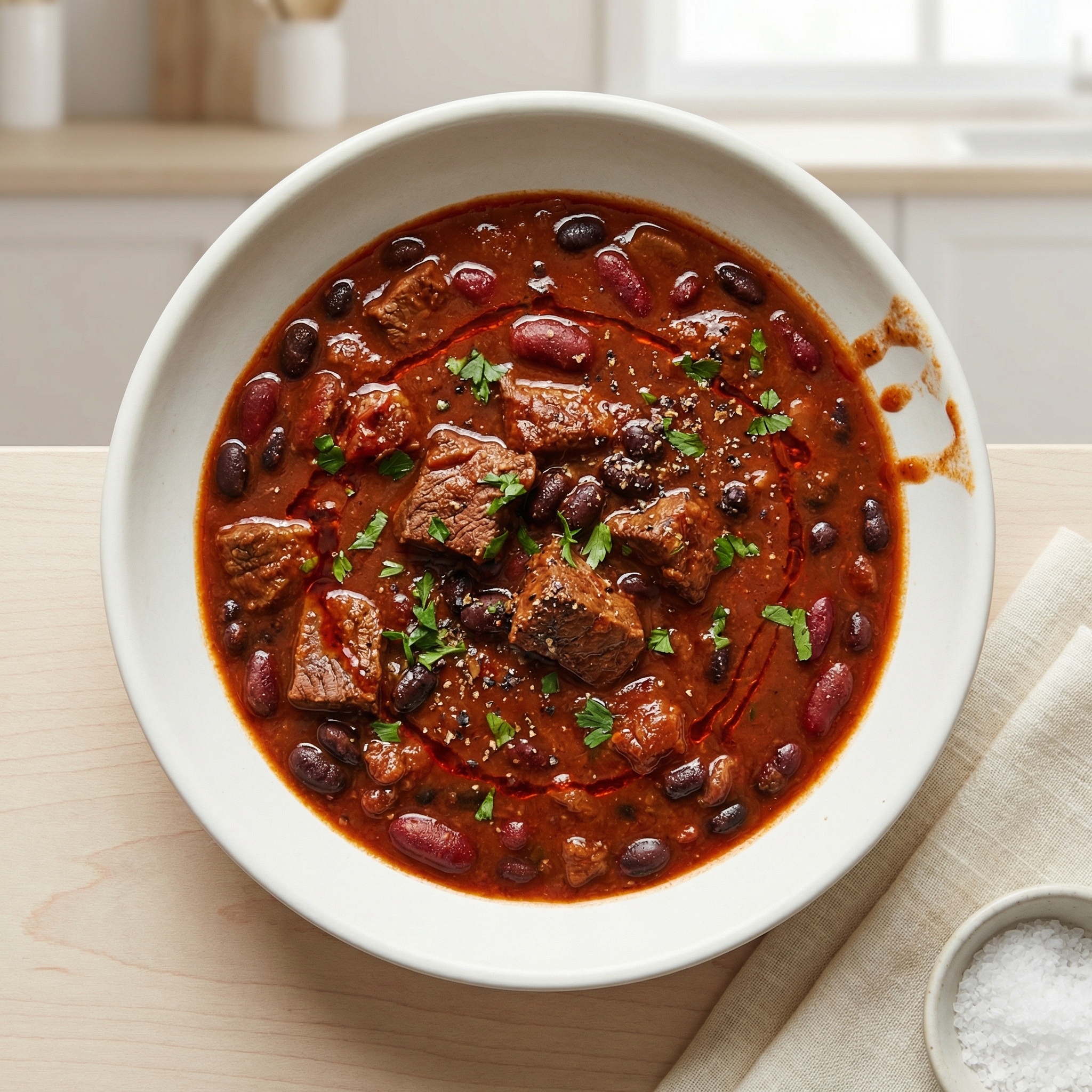 Stew Beef and Bean Slow Cooker Chili