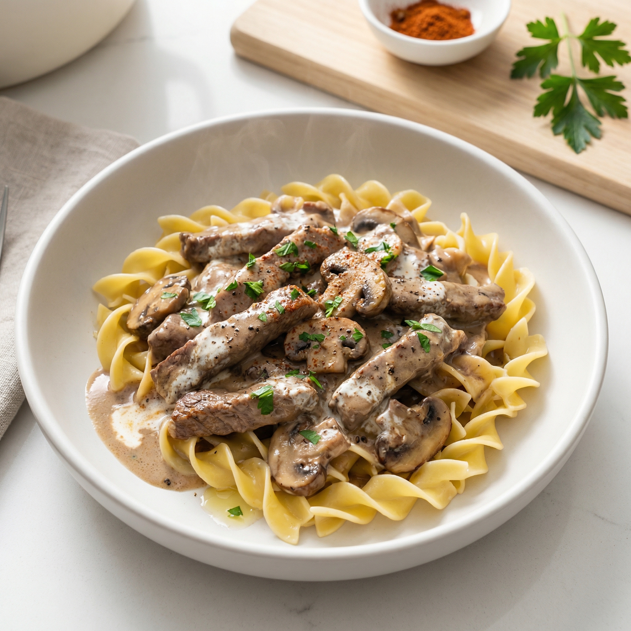 Easy Beef Stroganoff in the Slow Cooker