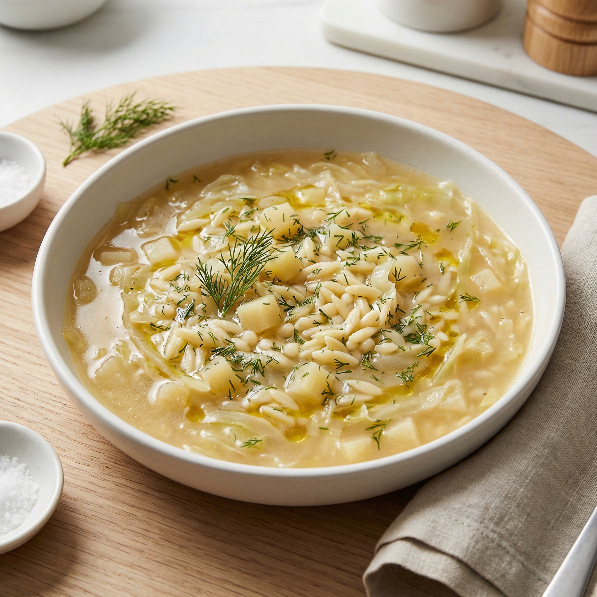 Slow-Cooker Cabbage and Rutabaga Orzo Soup