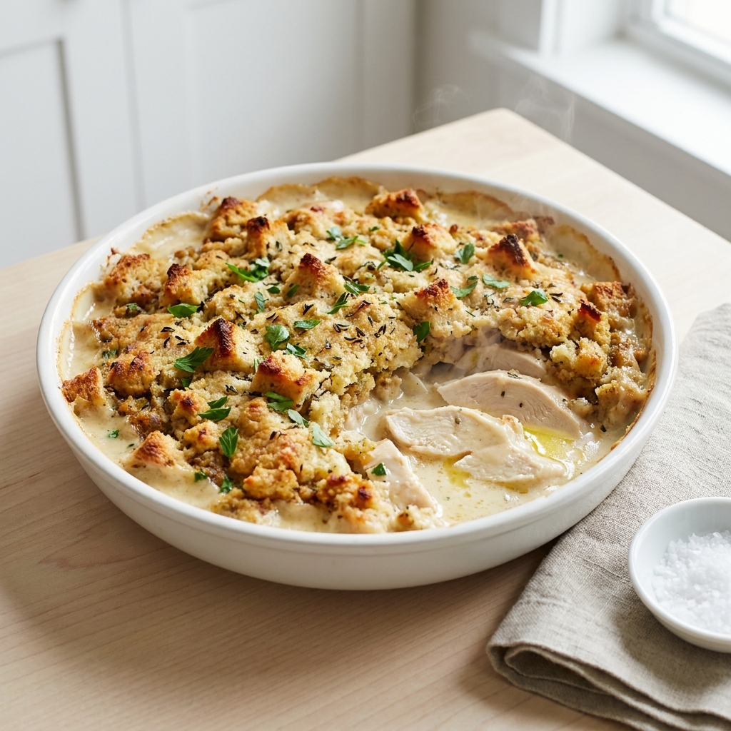 Slow Cooker Chicken and Stuffing Casserole