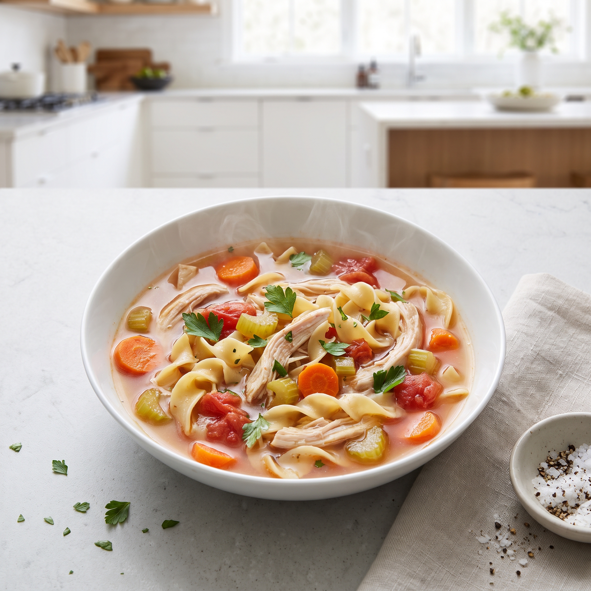 Slow Cooker Chicken Vegetable Soup with Egg Noodles