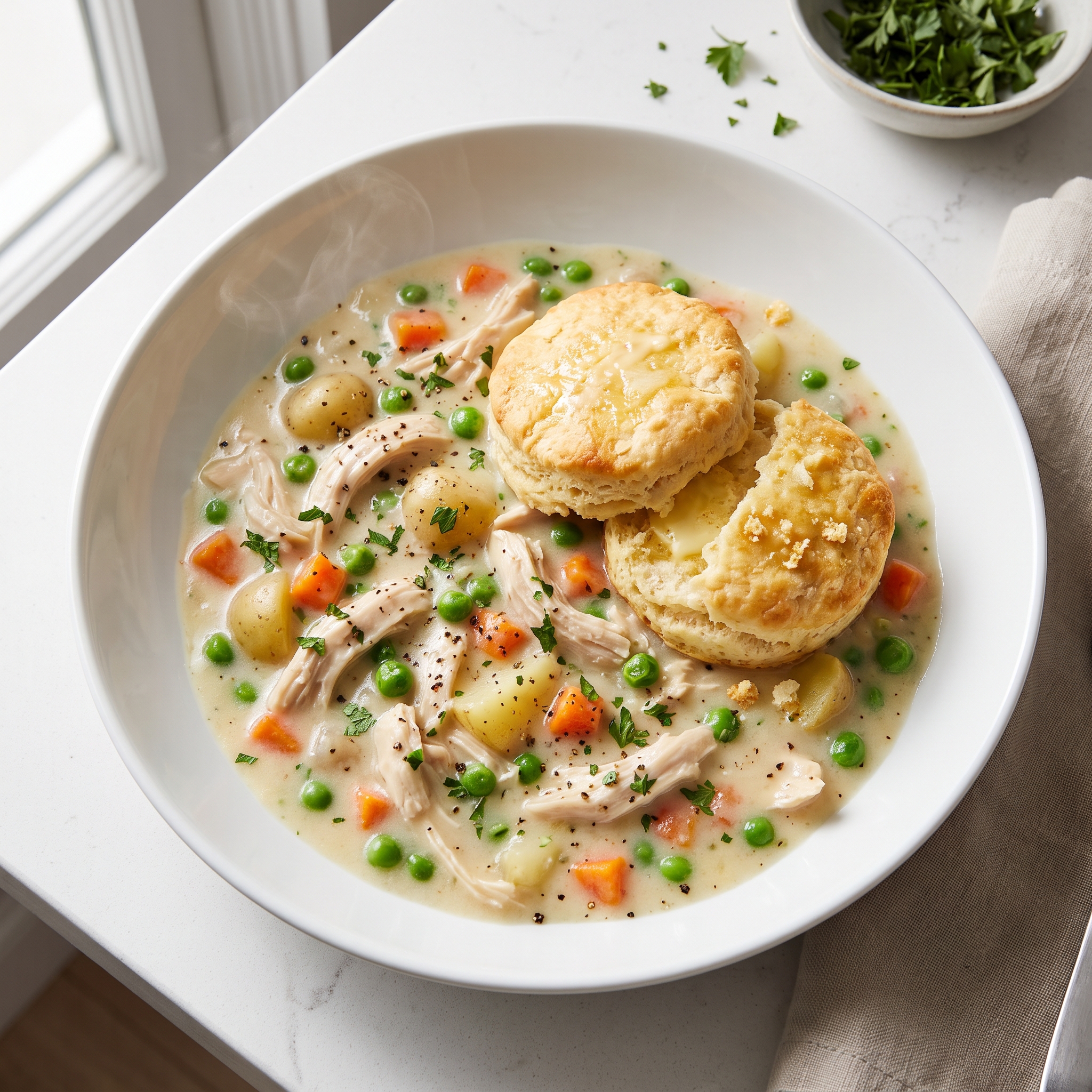 Slow Cooker Chicken Pot Pie With Biscuits
