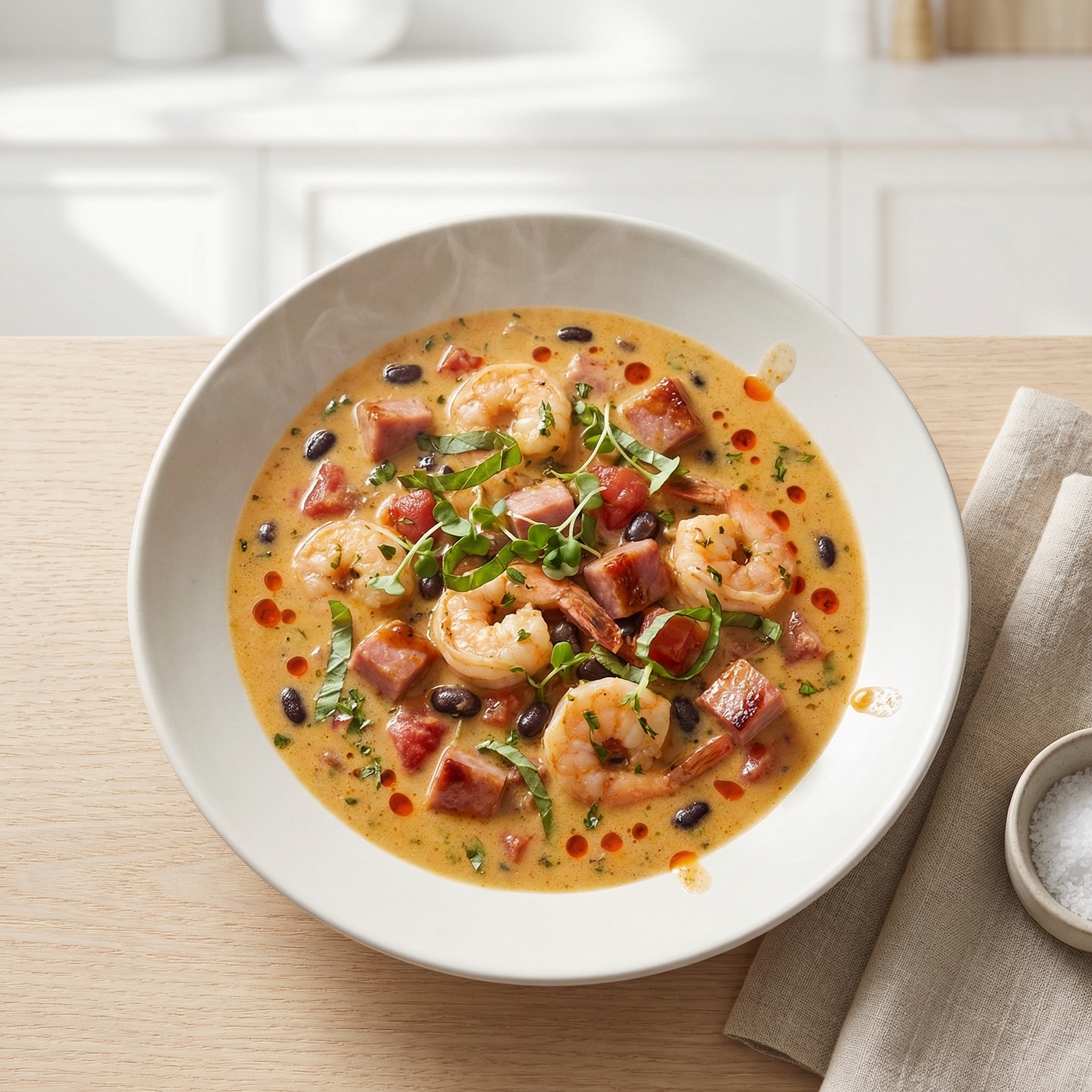 Slow Cooker Gumbo with Leftover Ham and Shrimp