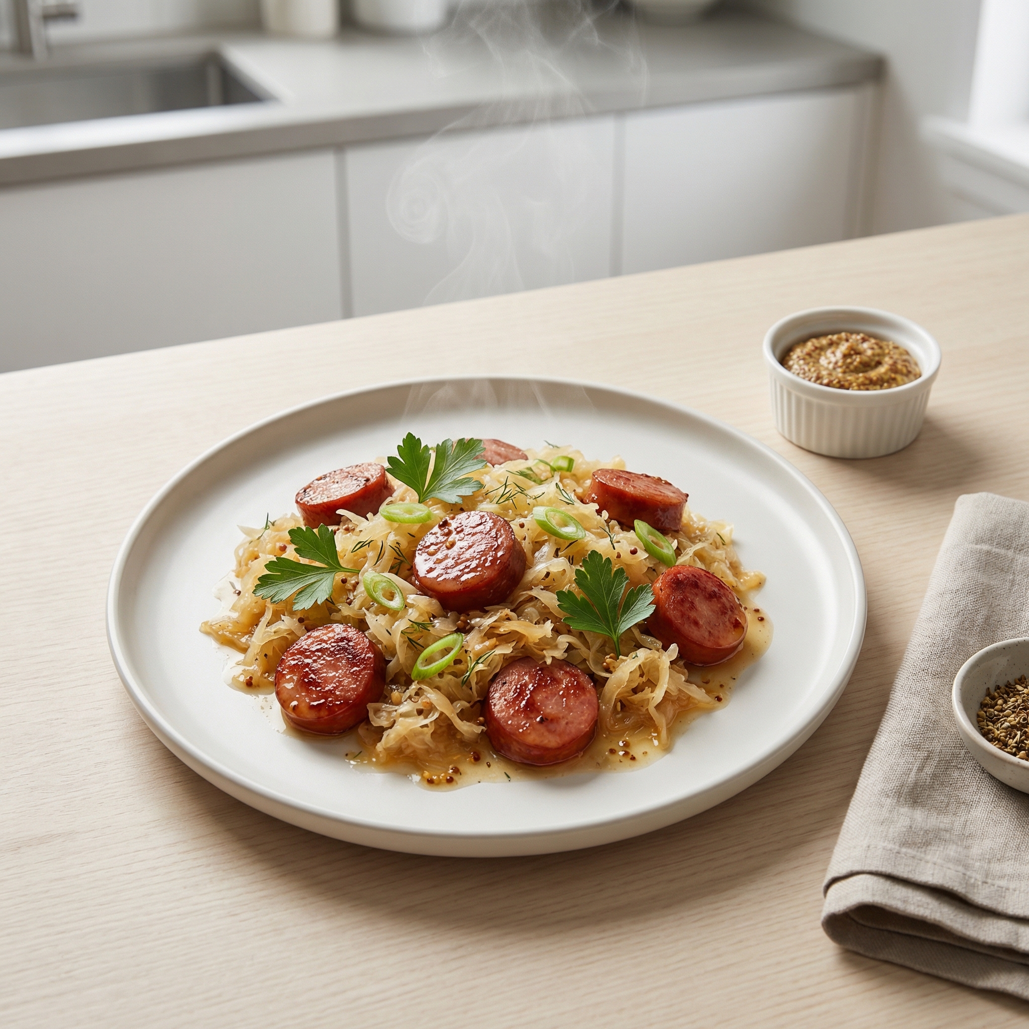 Crockpot Kielbasa with Beer and Sauerkraut