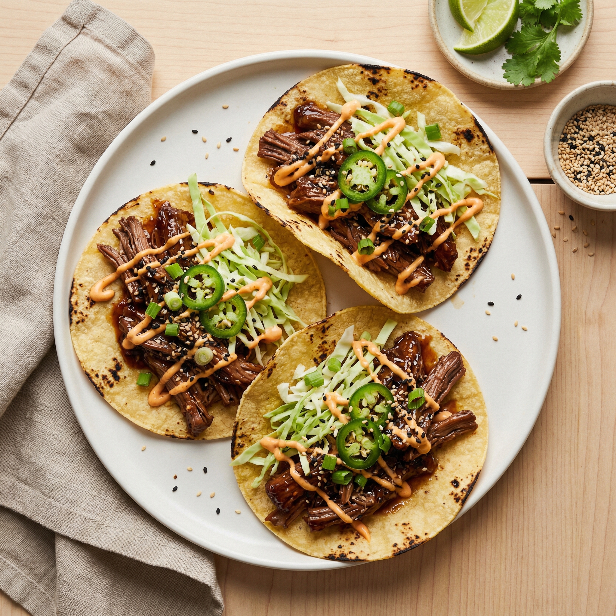 Simple Slow-Cooked Korean Beef Soft Tacos