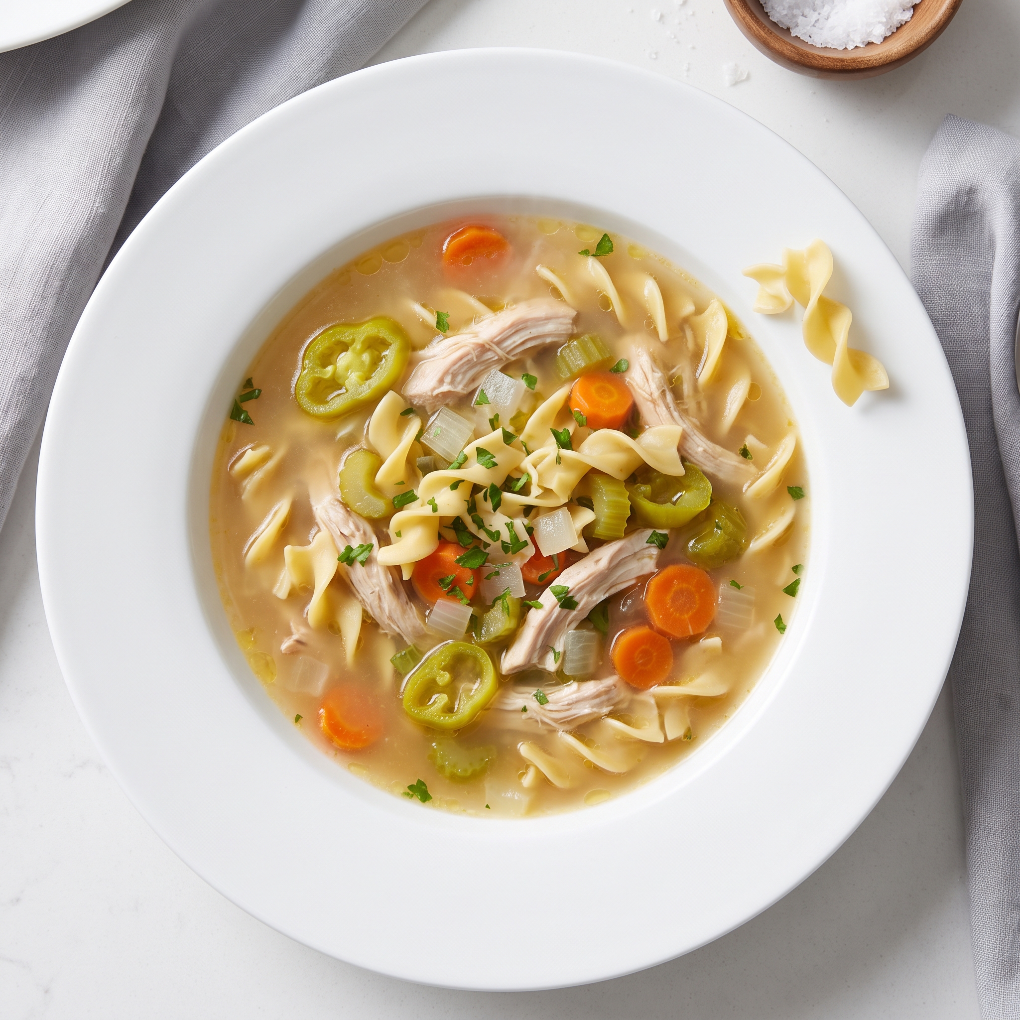 Slow Cooker Mississippi Chicken Noodle Soup