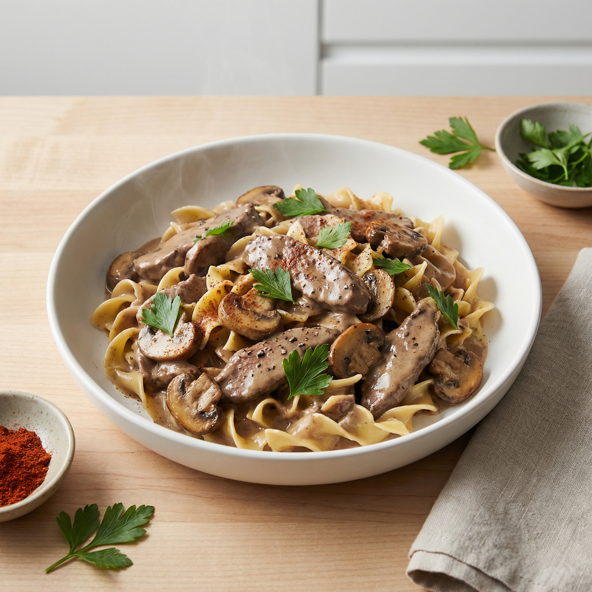 Slow Cooker Venison Stroganoff Meal