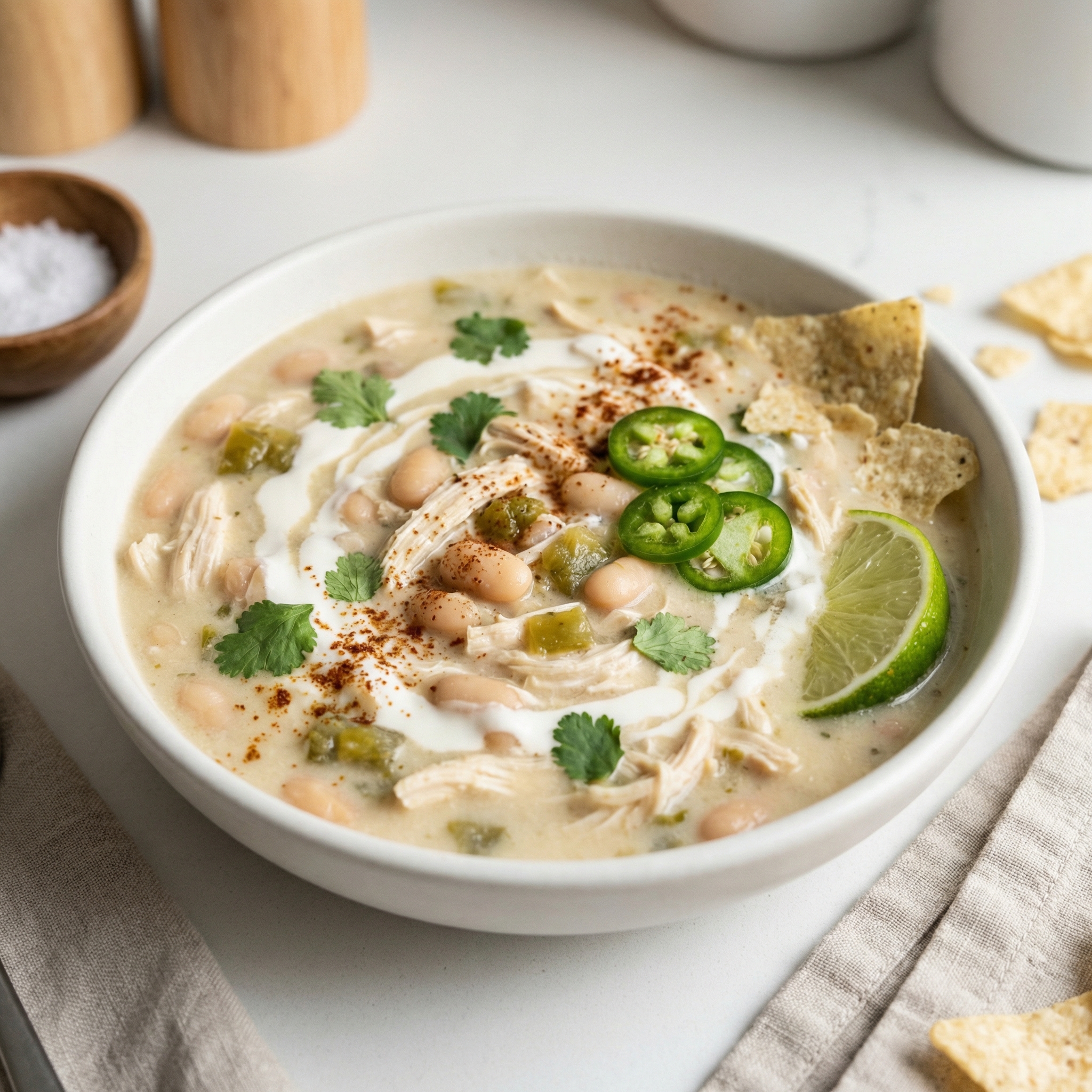 Slow Cooker Shredded Chicken Chili