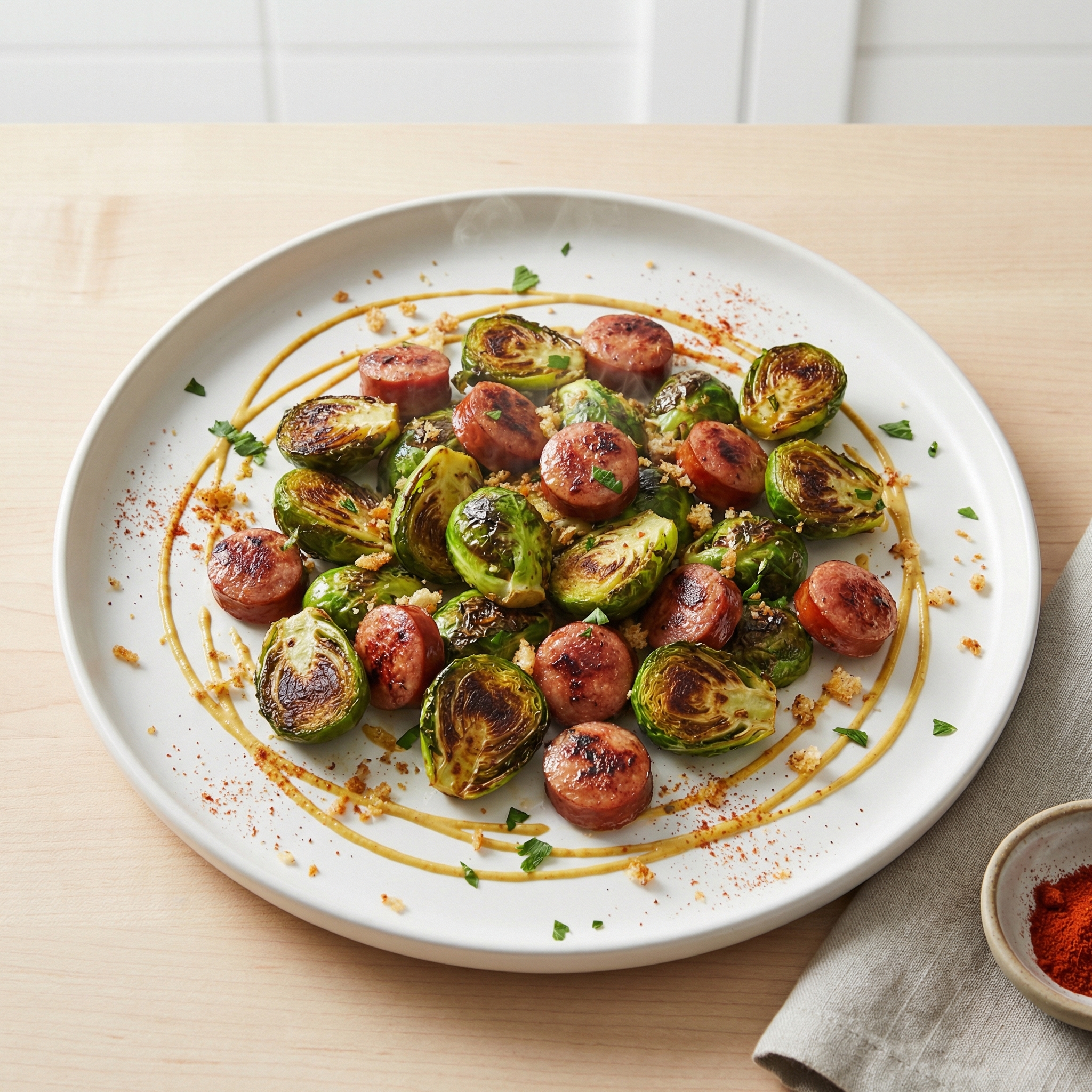 Roasted Brussels Sprouts and Kielbasa