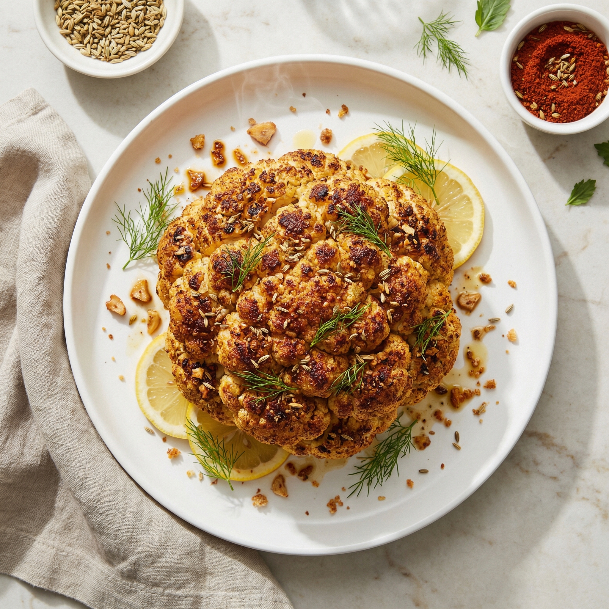 Whole Roasted Cauliflower with Smoked Paprika