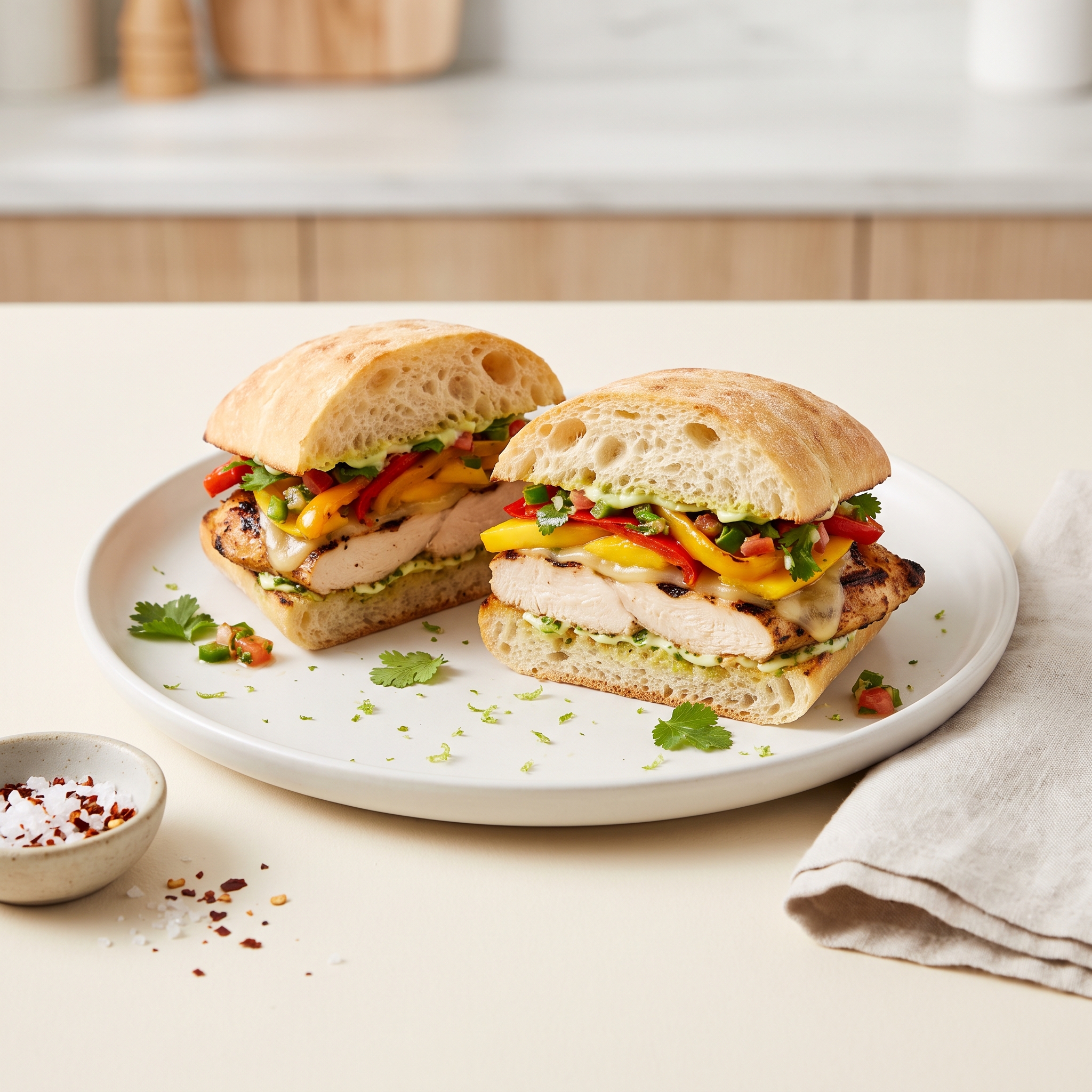 Southwest Cilantro-Lime Mango Grilled Chicken Sandwiches