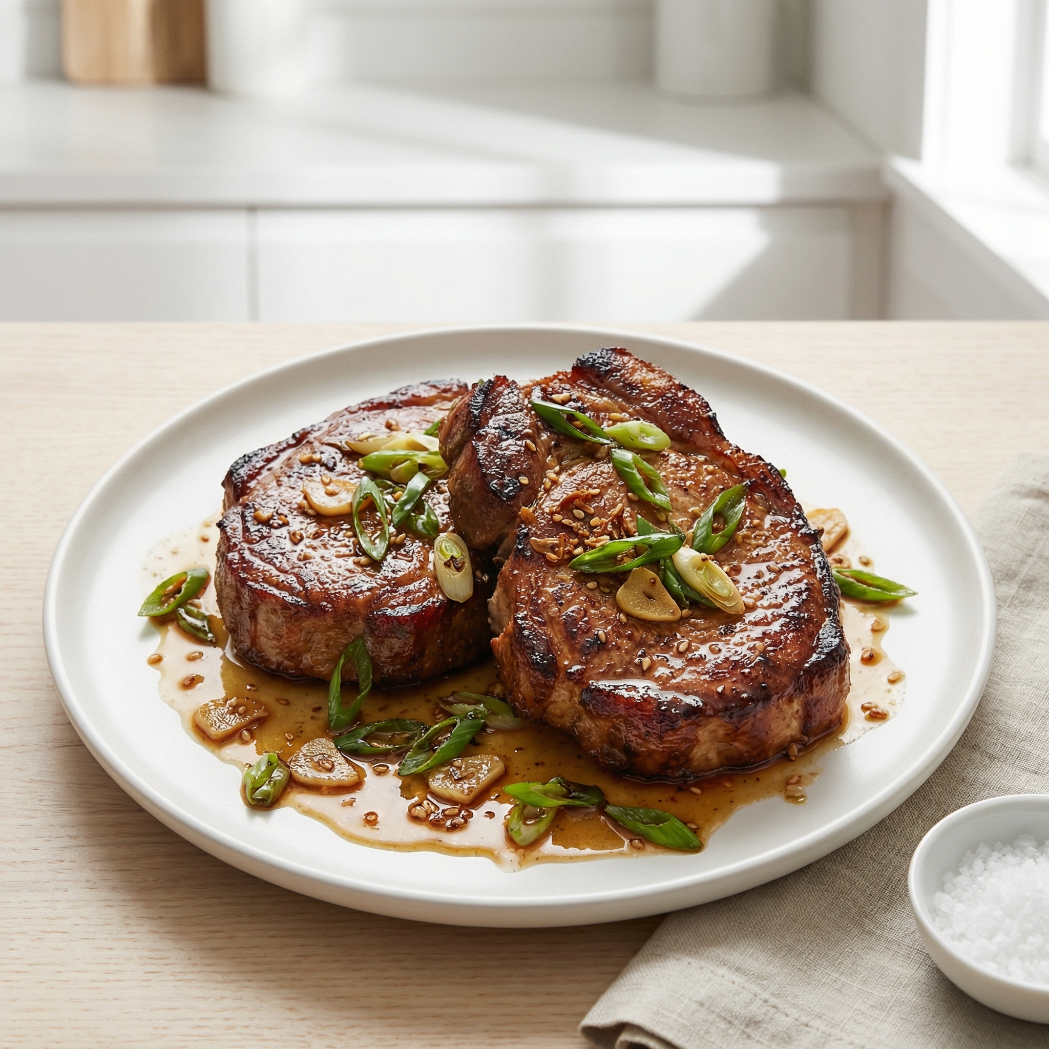 Skillet Pork Butt Steaks with Soy-Butter Pan Sauce
