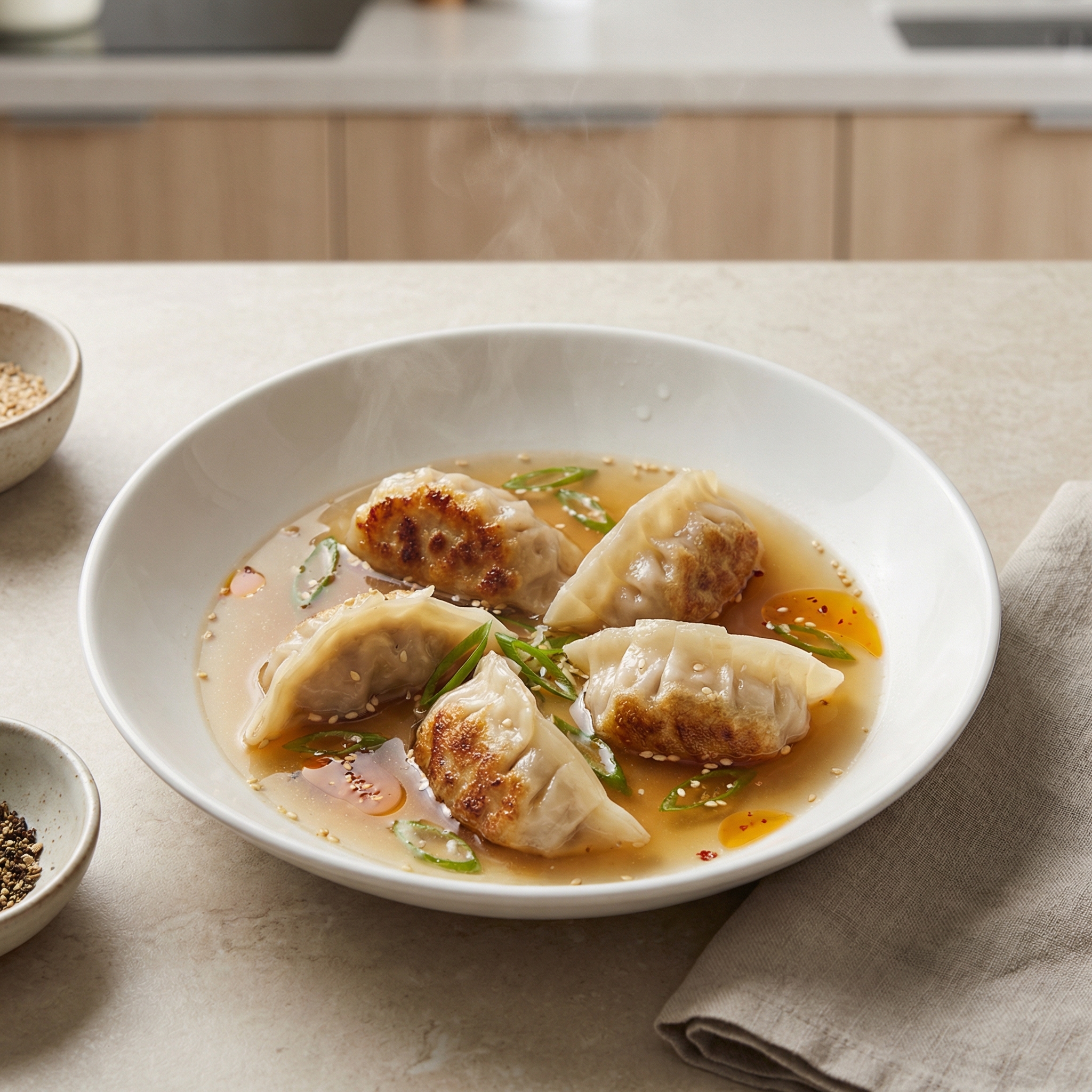 Brothy Beef-and-Mushroom Dumplings