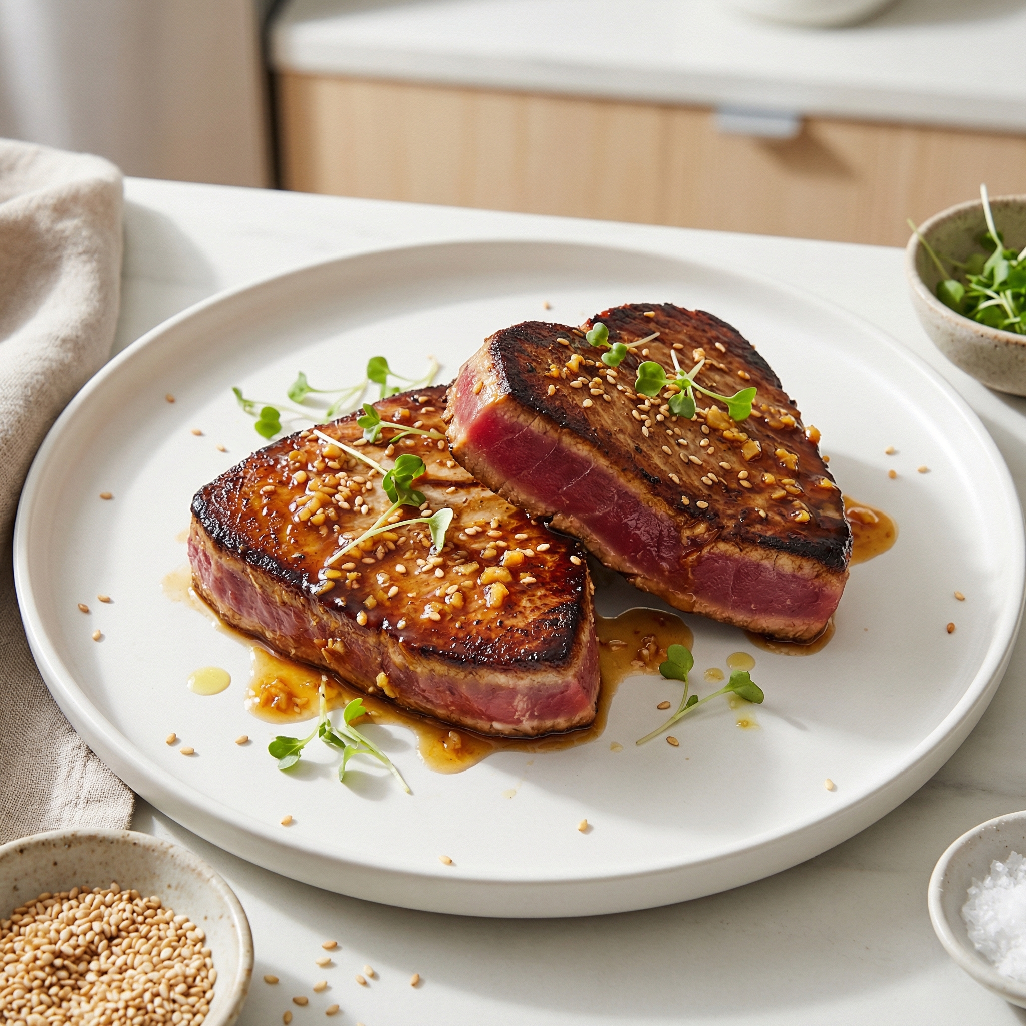 Pan-Seared Tuna Steaks with Soy-Sesame Marinade