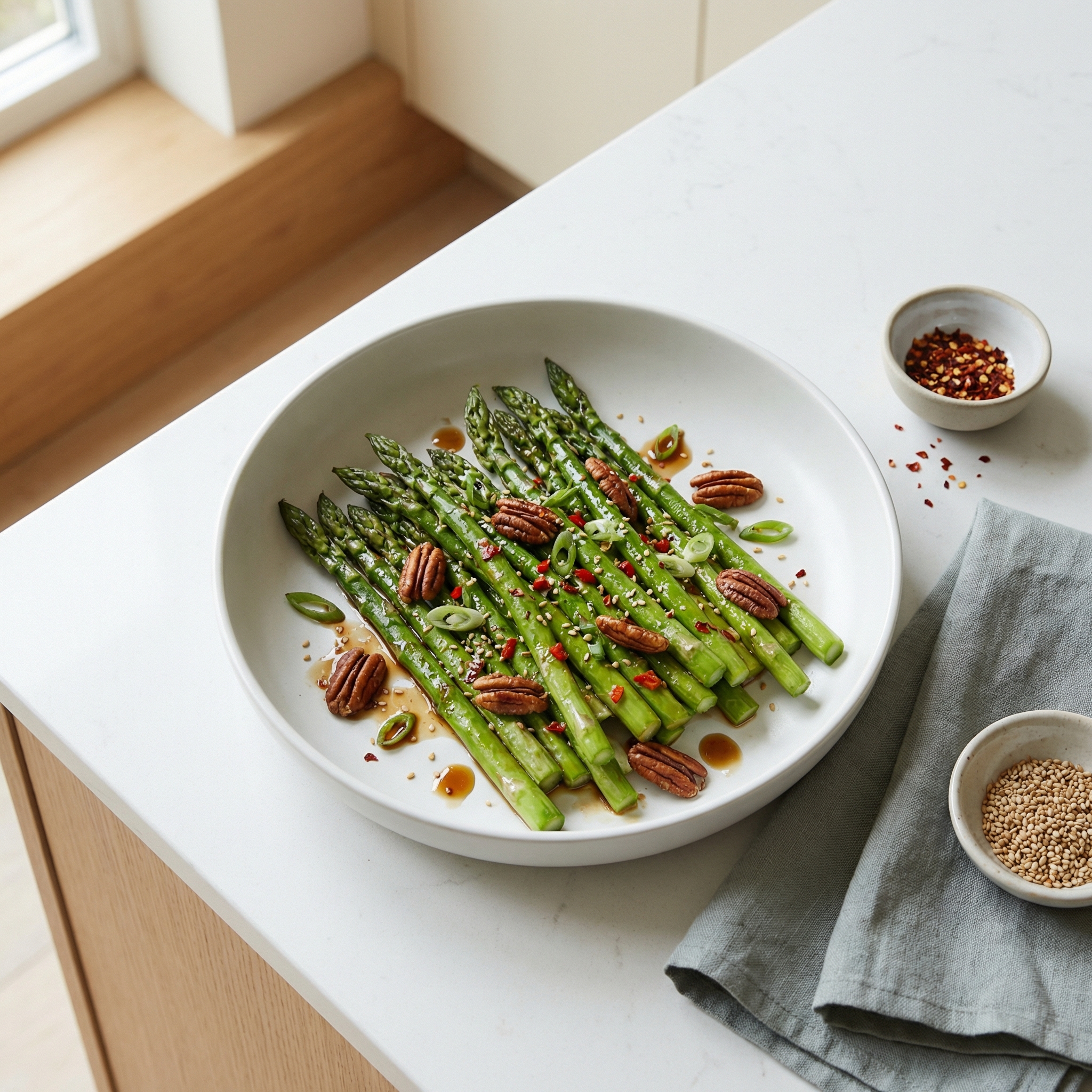 Asian-Style Asparagus Salad with Toasted Pecans