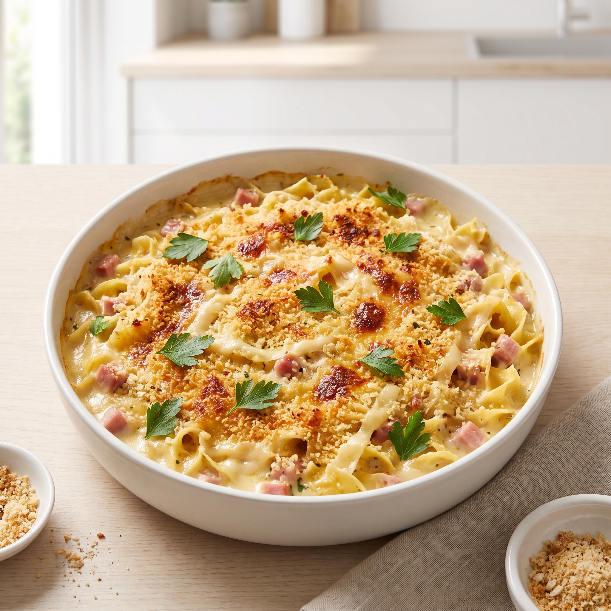 Speedy Microwave Cordon Bleu Noodle Bake