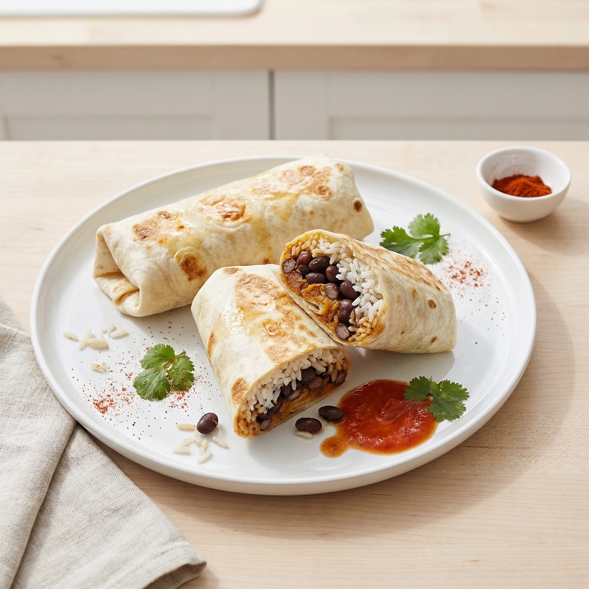 Spiced Black Bean and Rice Burritos