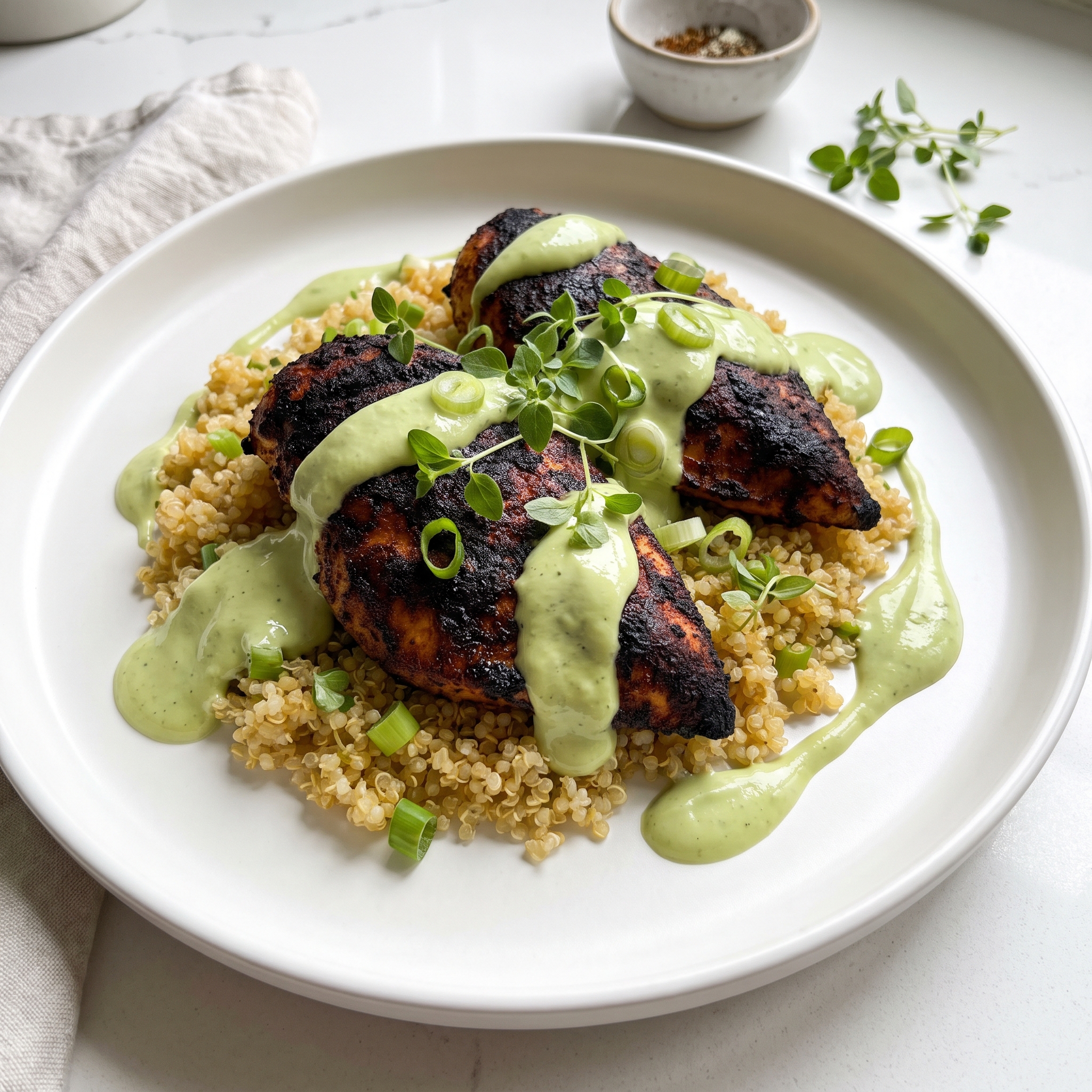 Spiced Blackened Chicken with Creamy Avocado Sauce