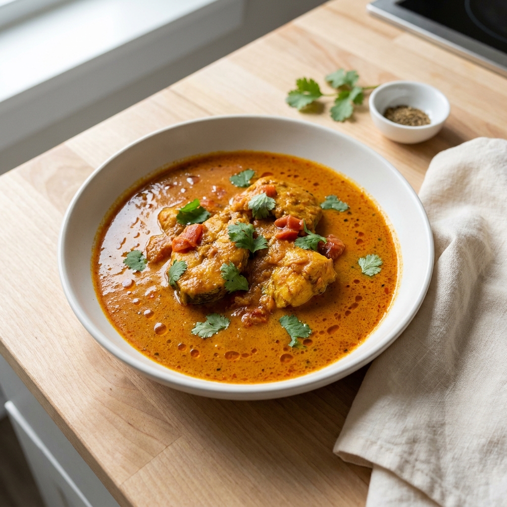 Spiced Indian Fish Curry with Cashew and Tomato