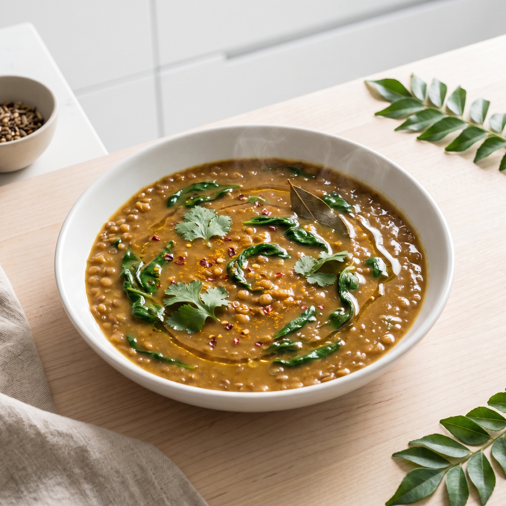 Spiced Indian Lentils with Spinach