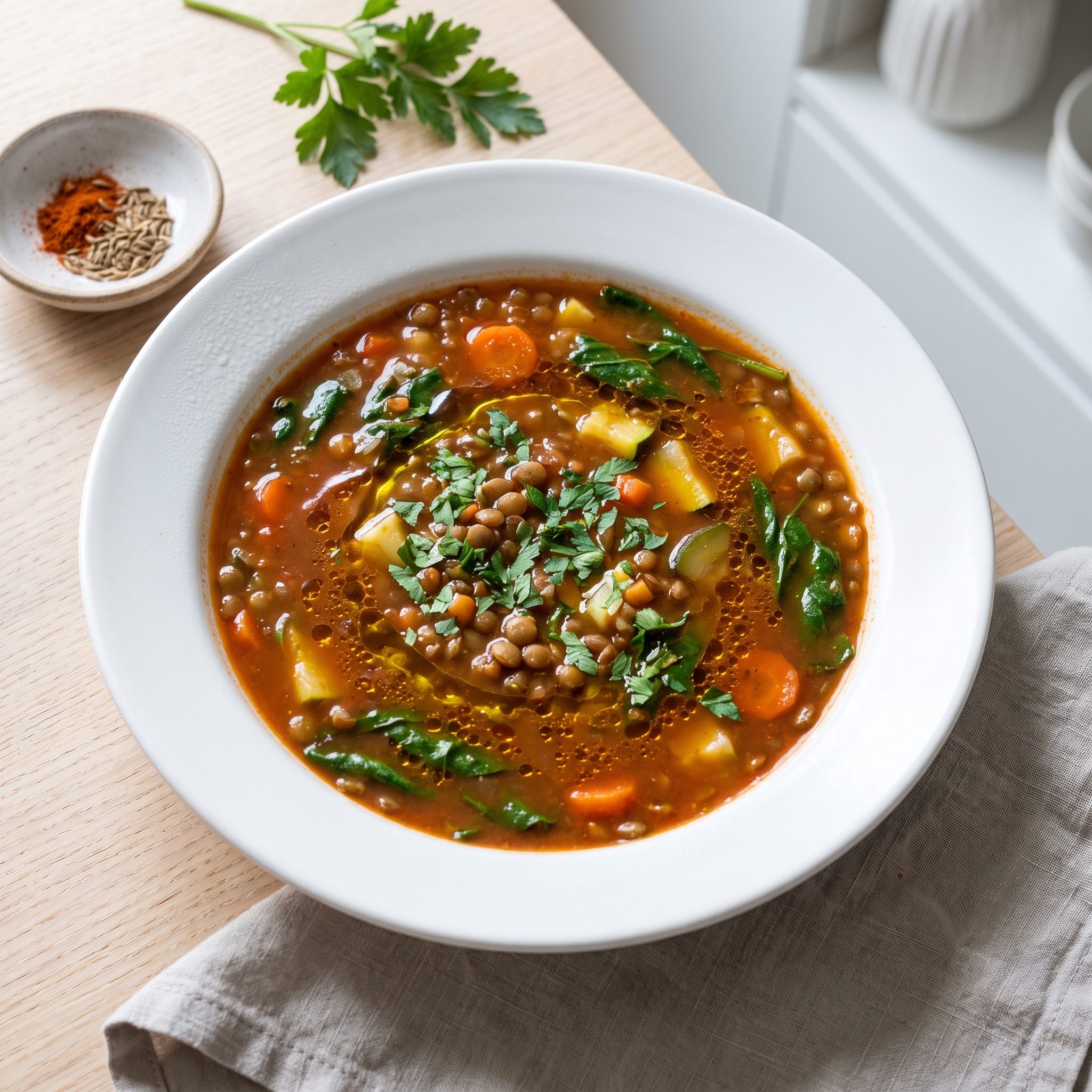 Spiced Moroccan Lentil and Vegetable Soup