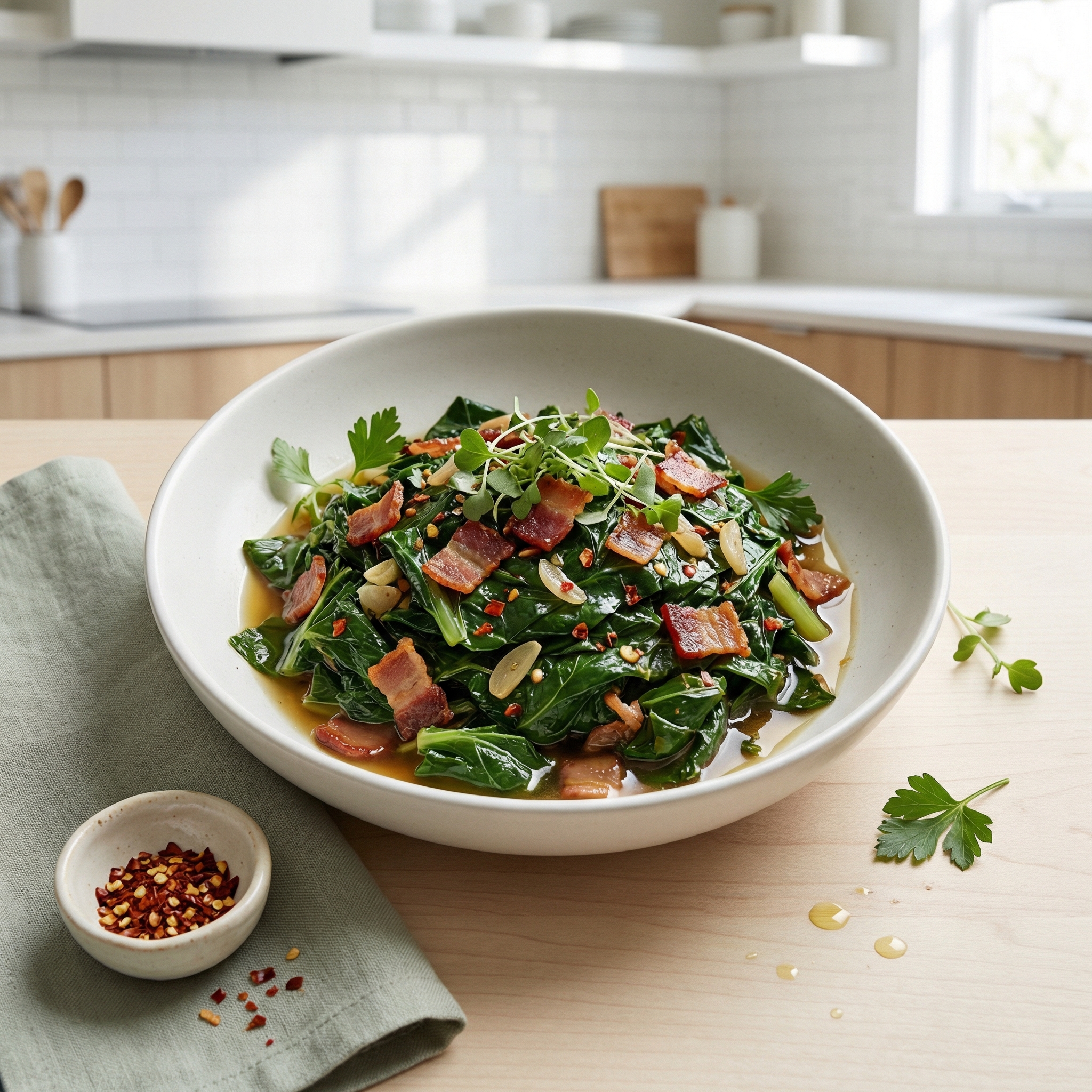 Chef Scott's Spicy Braised Mixed Greens