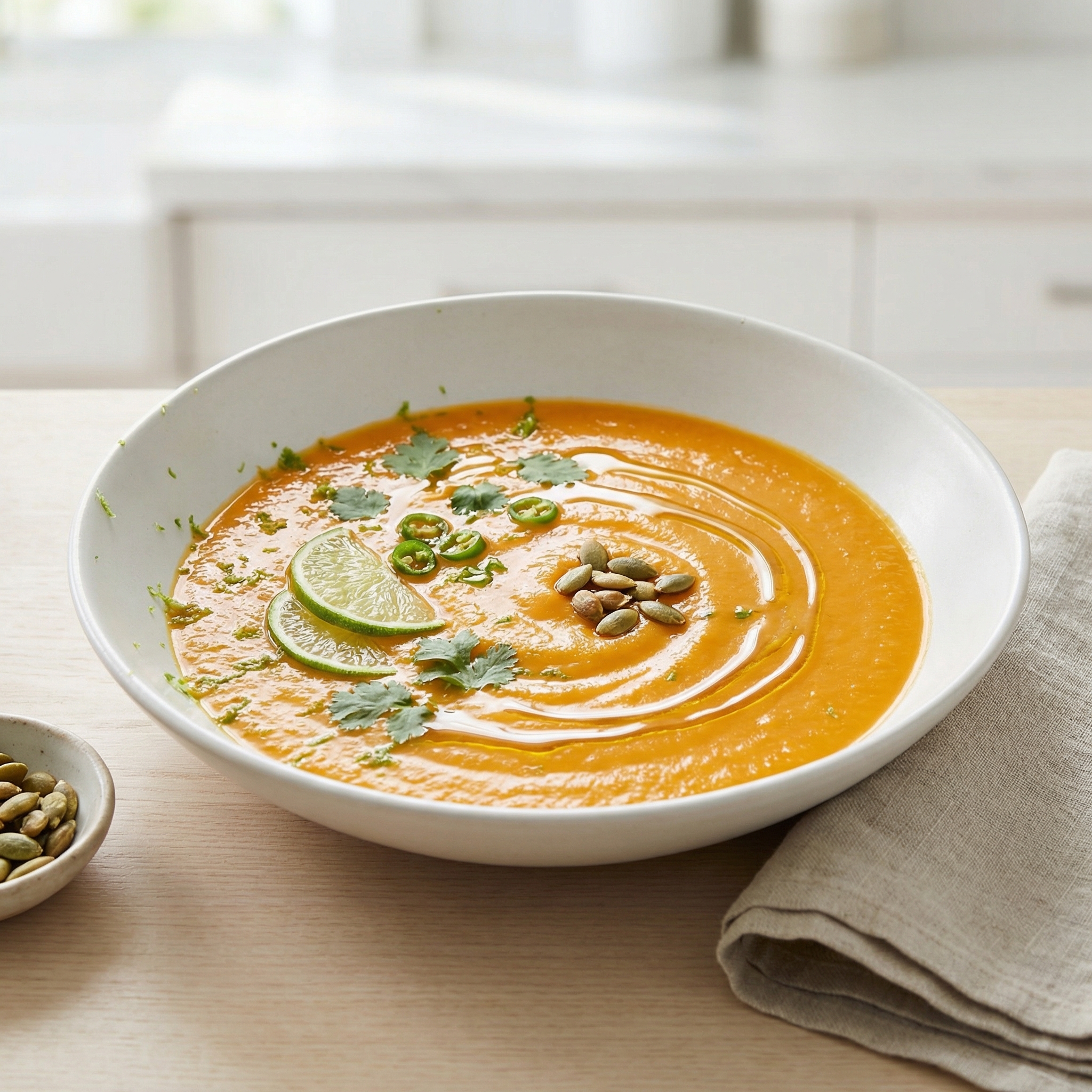Lime-Chile Carrot Soup with Brown Rice