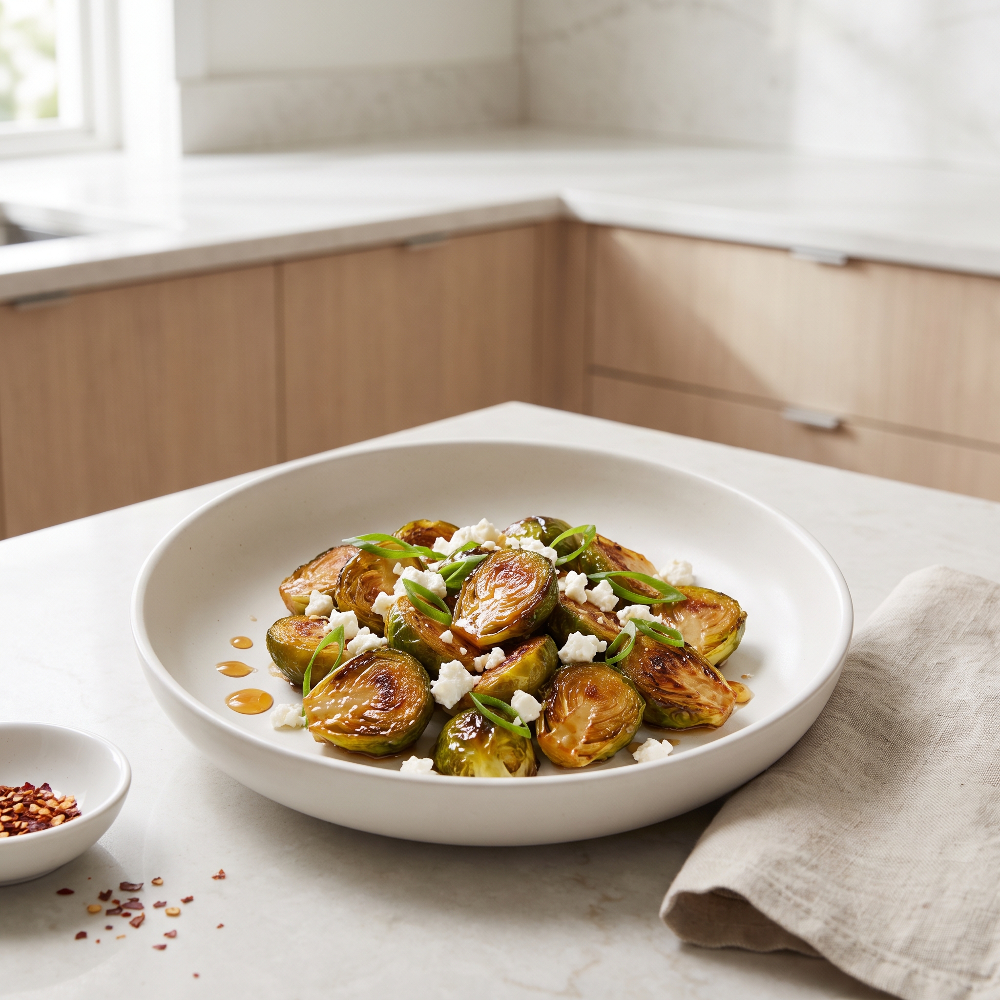 Spicy Hot Honey Brussels Sprouts
