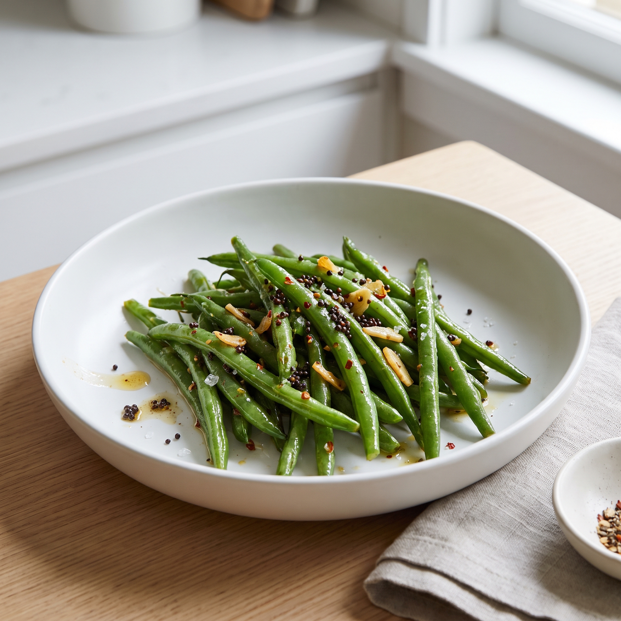Spicy Indian Green Beans, Gujarati Style