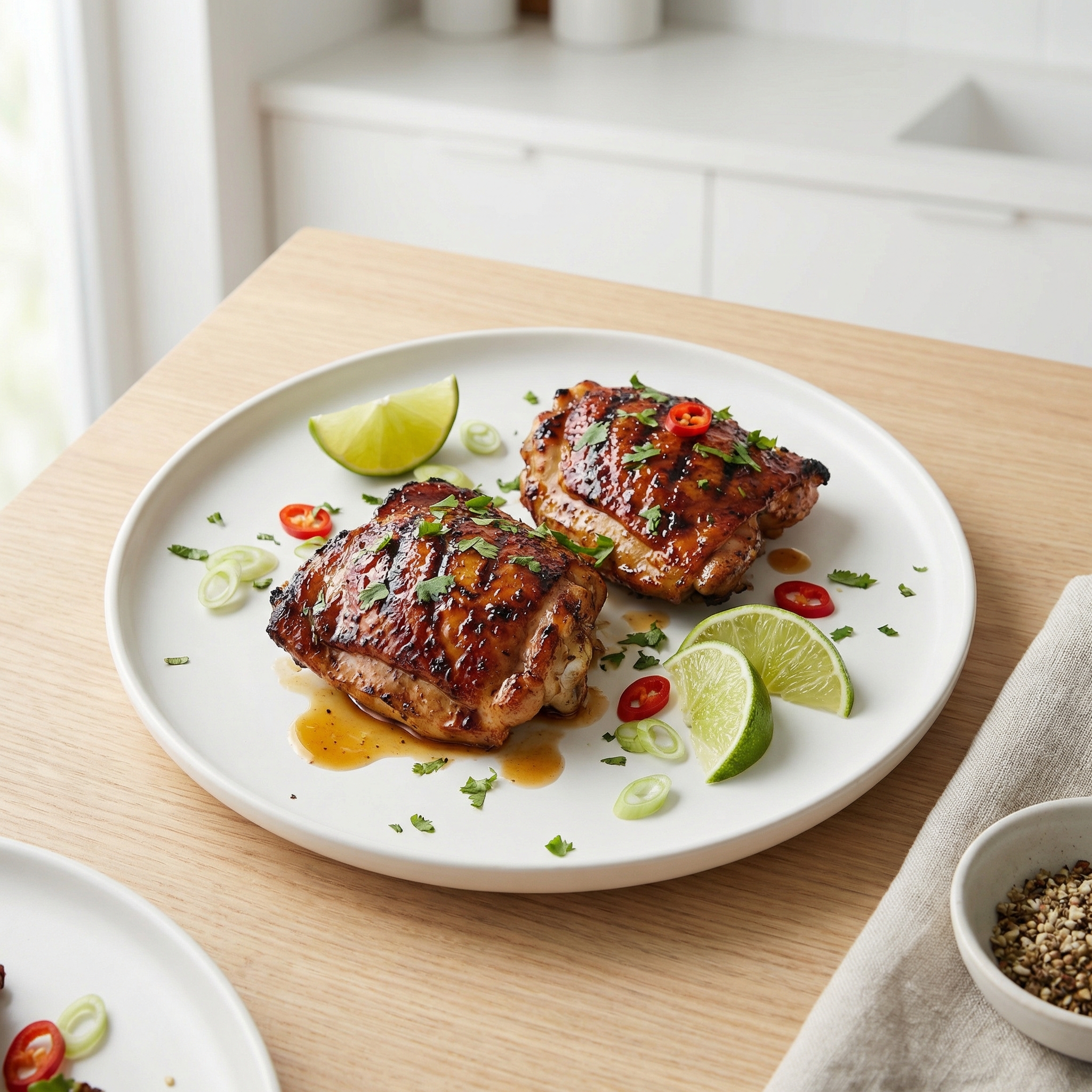 Charred Jerk-Spiced Chicken Thighs