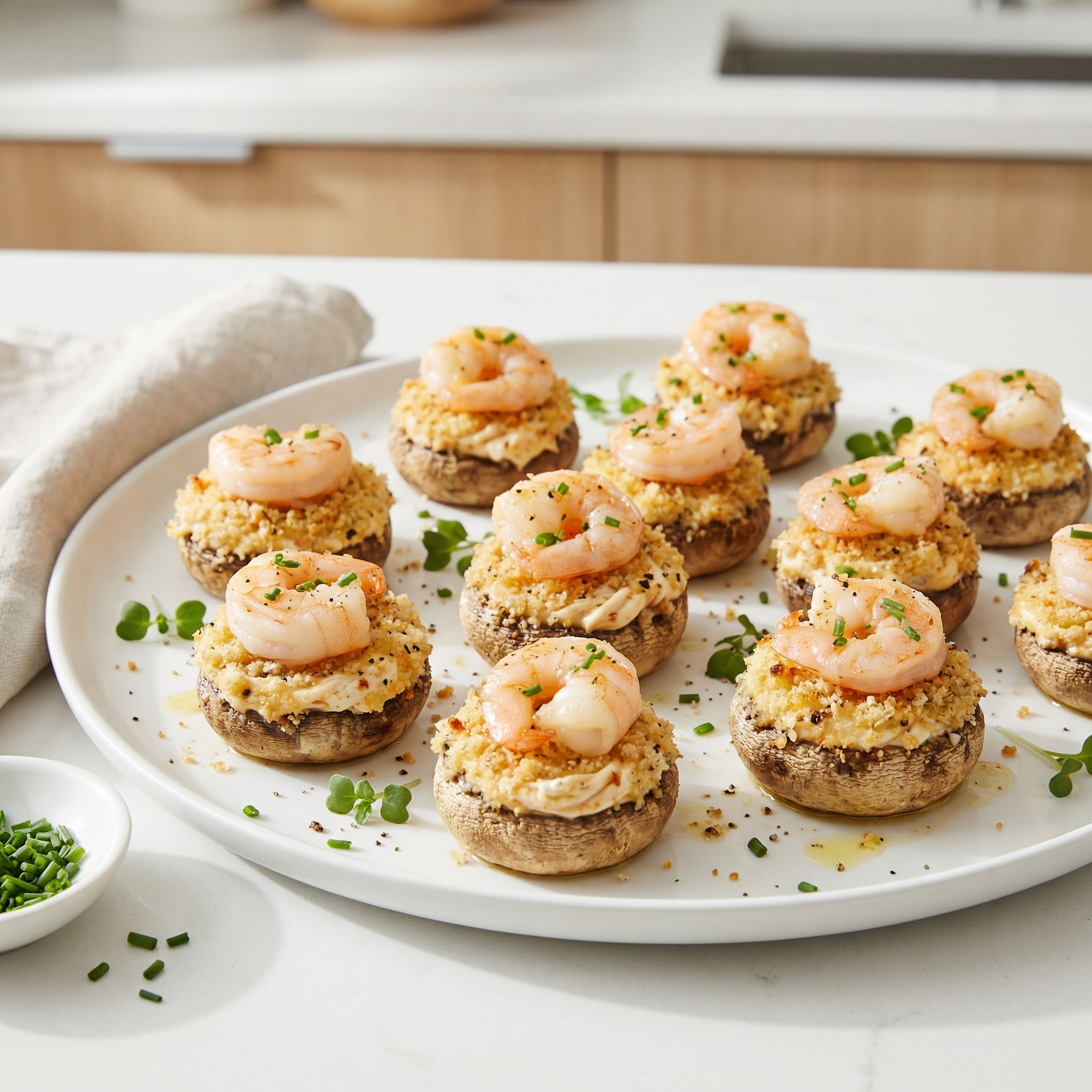 Cayenne Shrimp-Stuffed Mushroom Caps