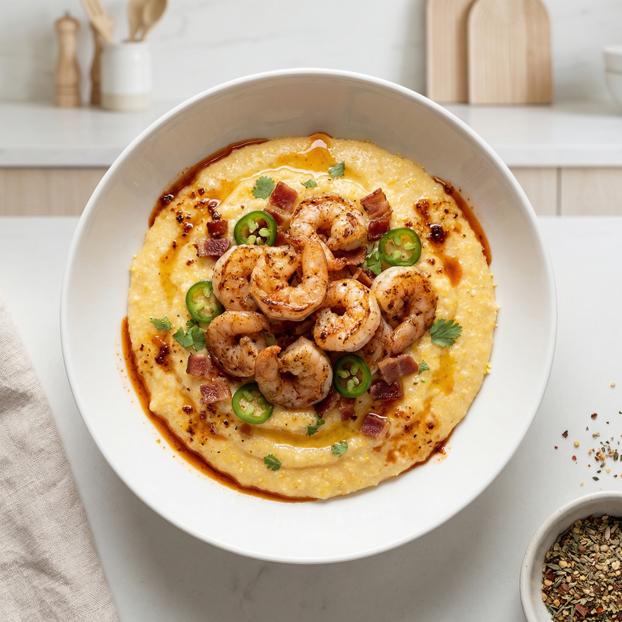 Border-Style Shrimp with Cheddar Grits