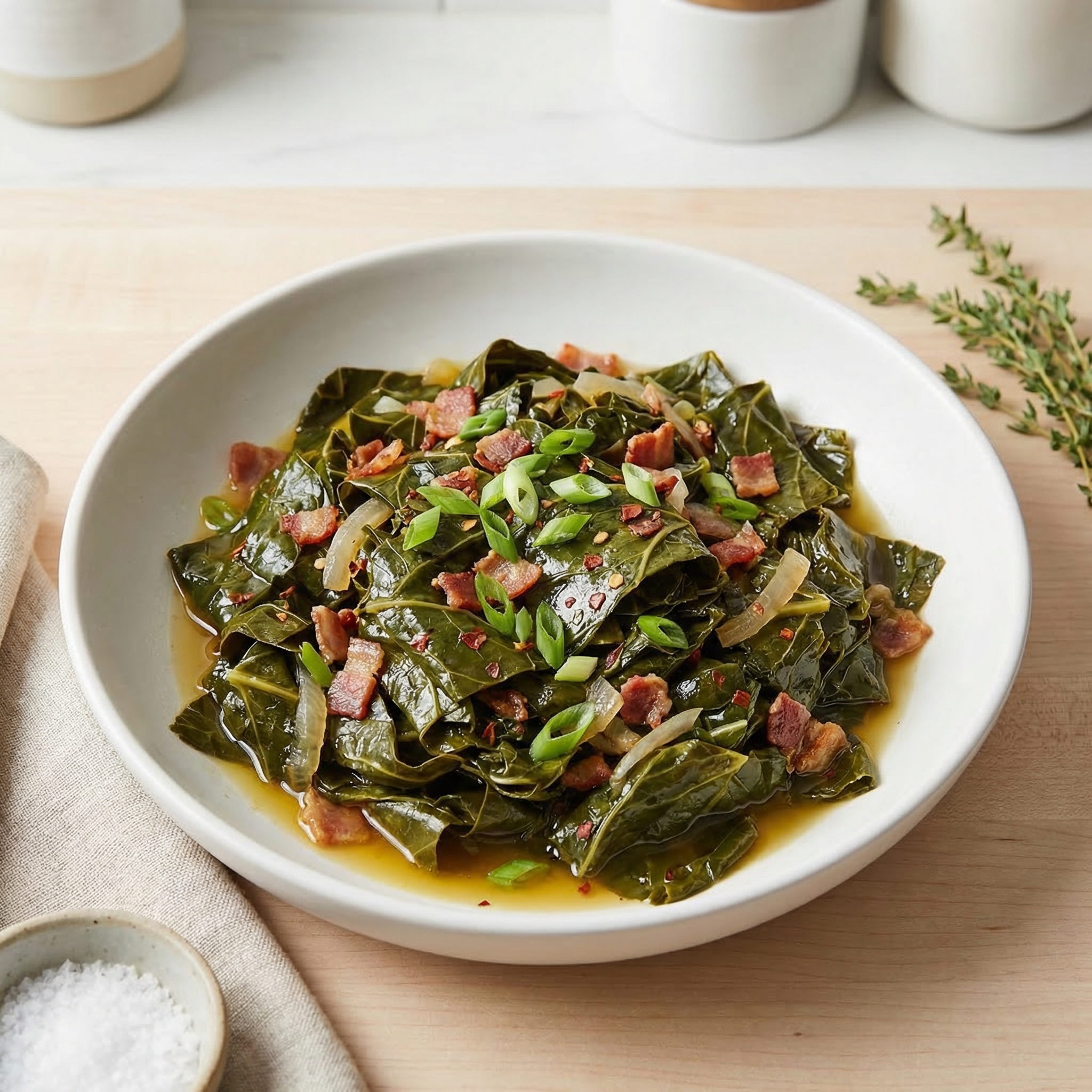 Spicy Bacon Collard Greens