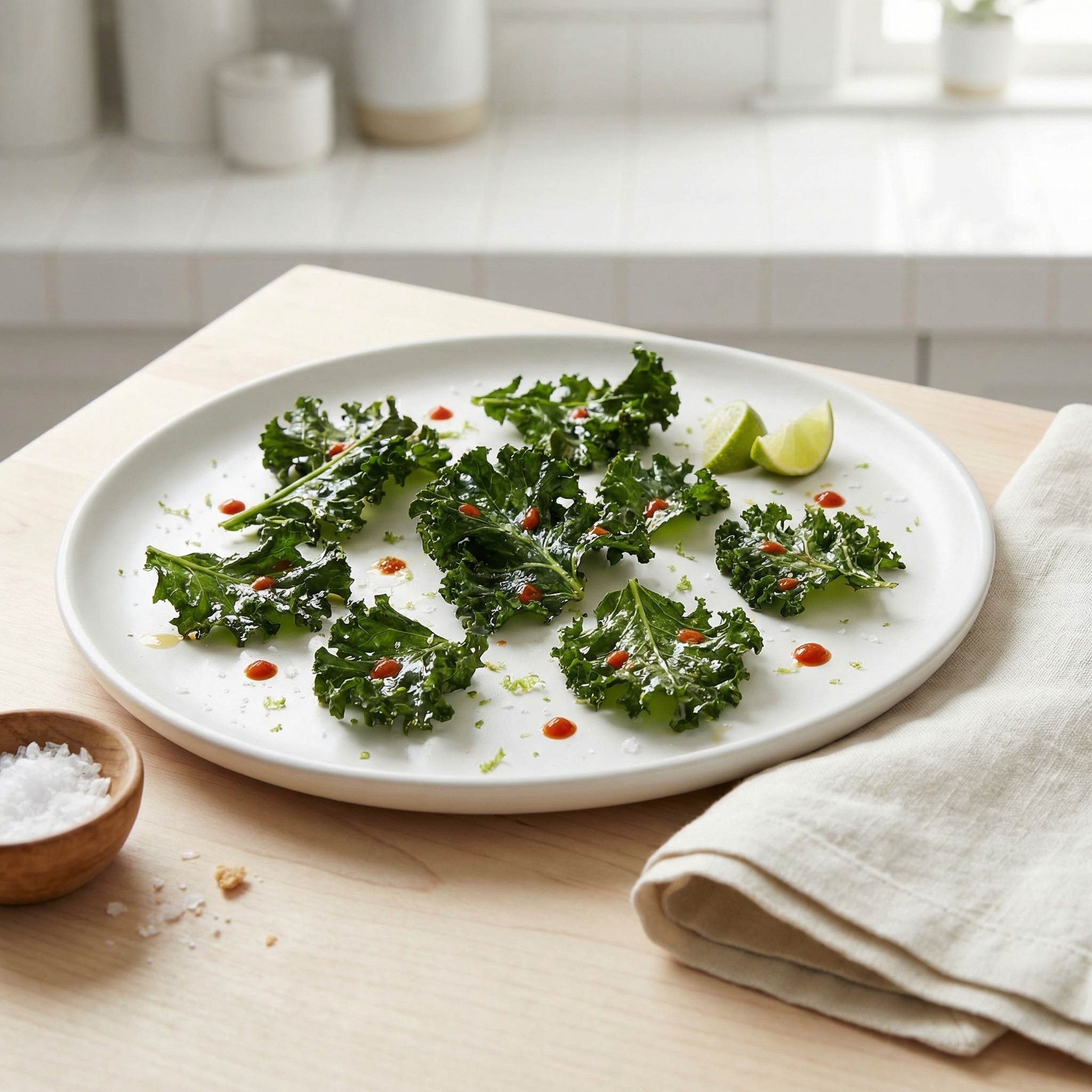 Crispy Kale Chips with Sriracha and Lime
