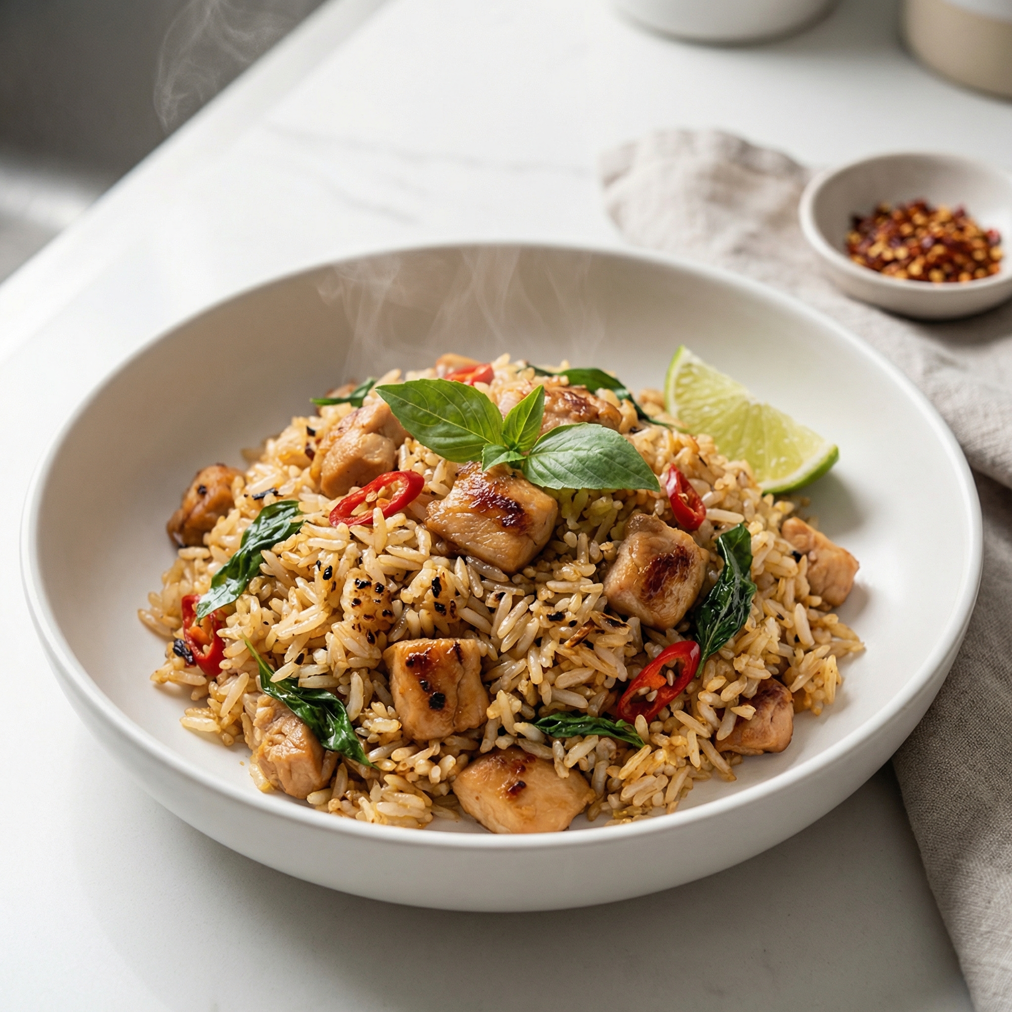 Spicy Thai Basil Chicken Fried Rice