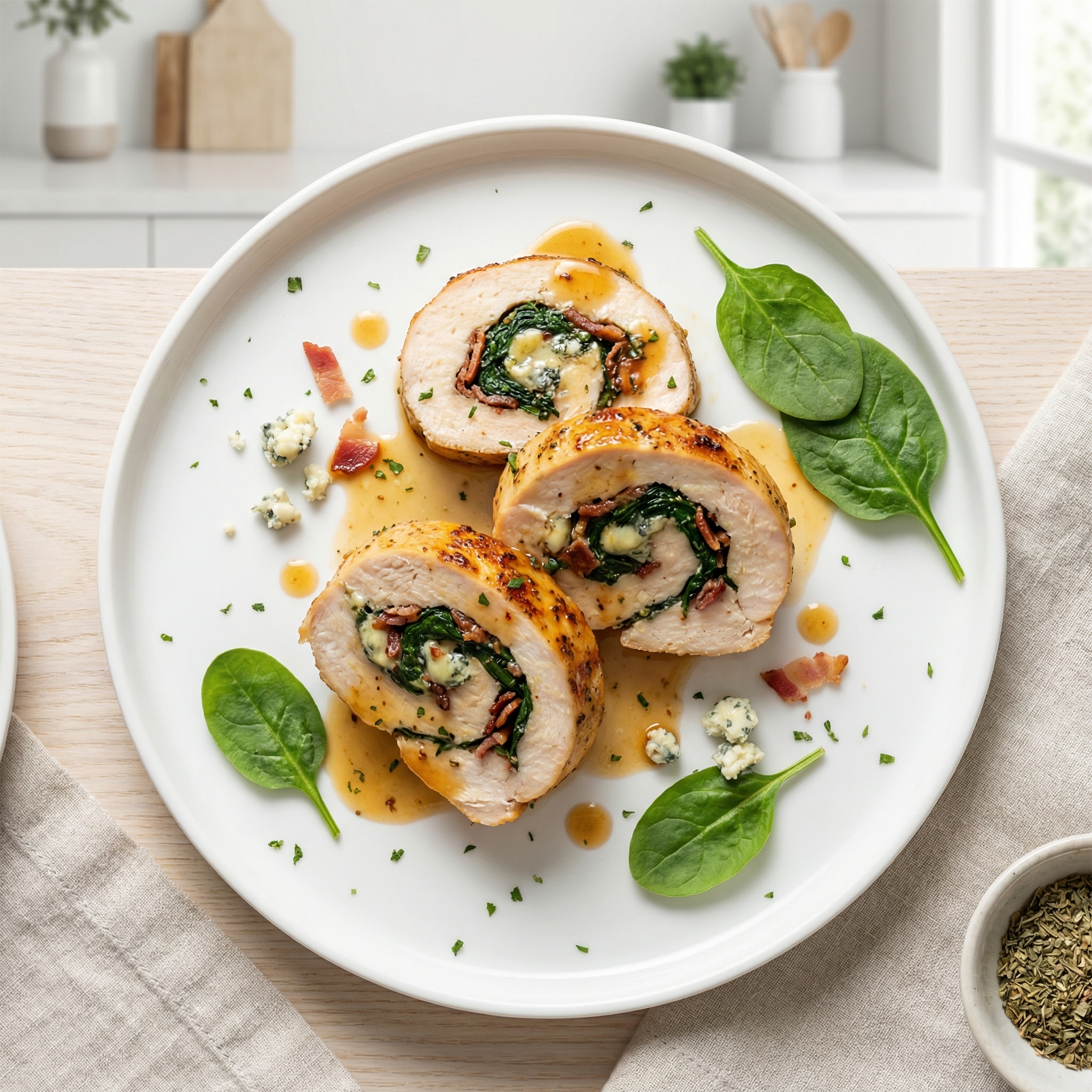 Chicken Breast Stuffed with Spinach Blue Cheese and Bacon