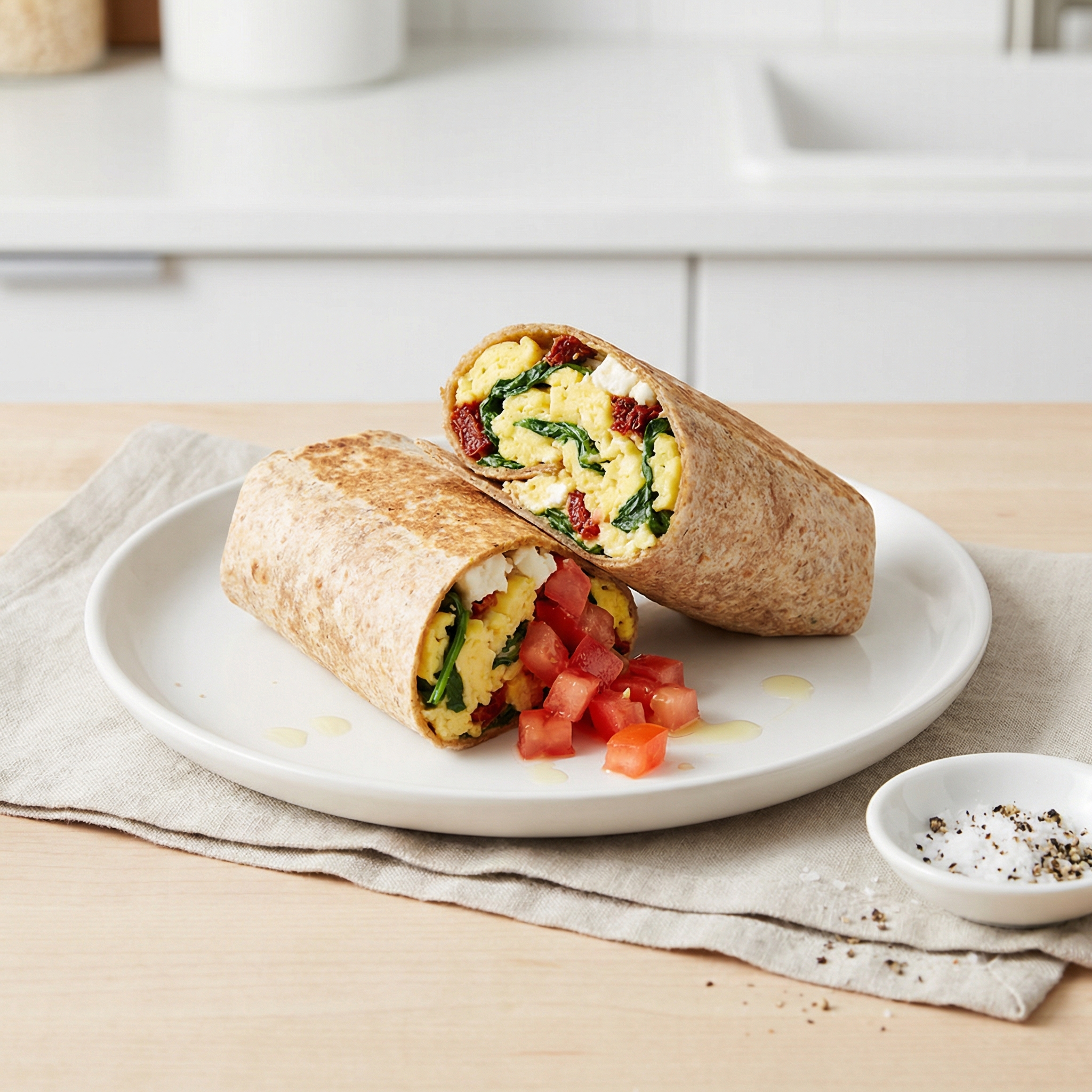 Egg, Spinach & Feta Breakfast Wrap