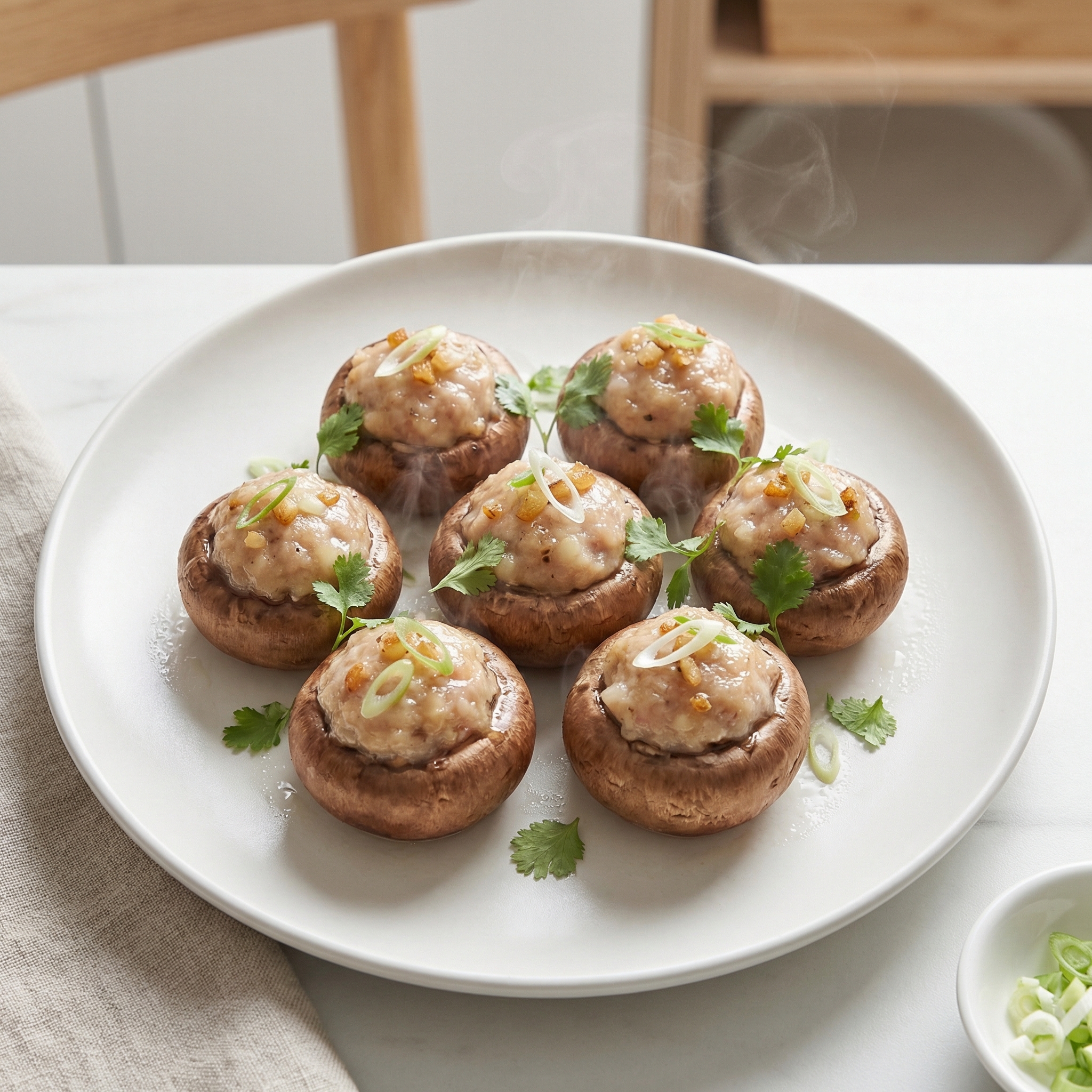 Cantonese-Style Pork-Stuffed Mushrooms