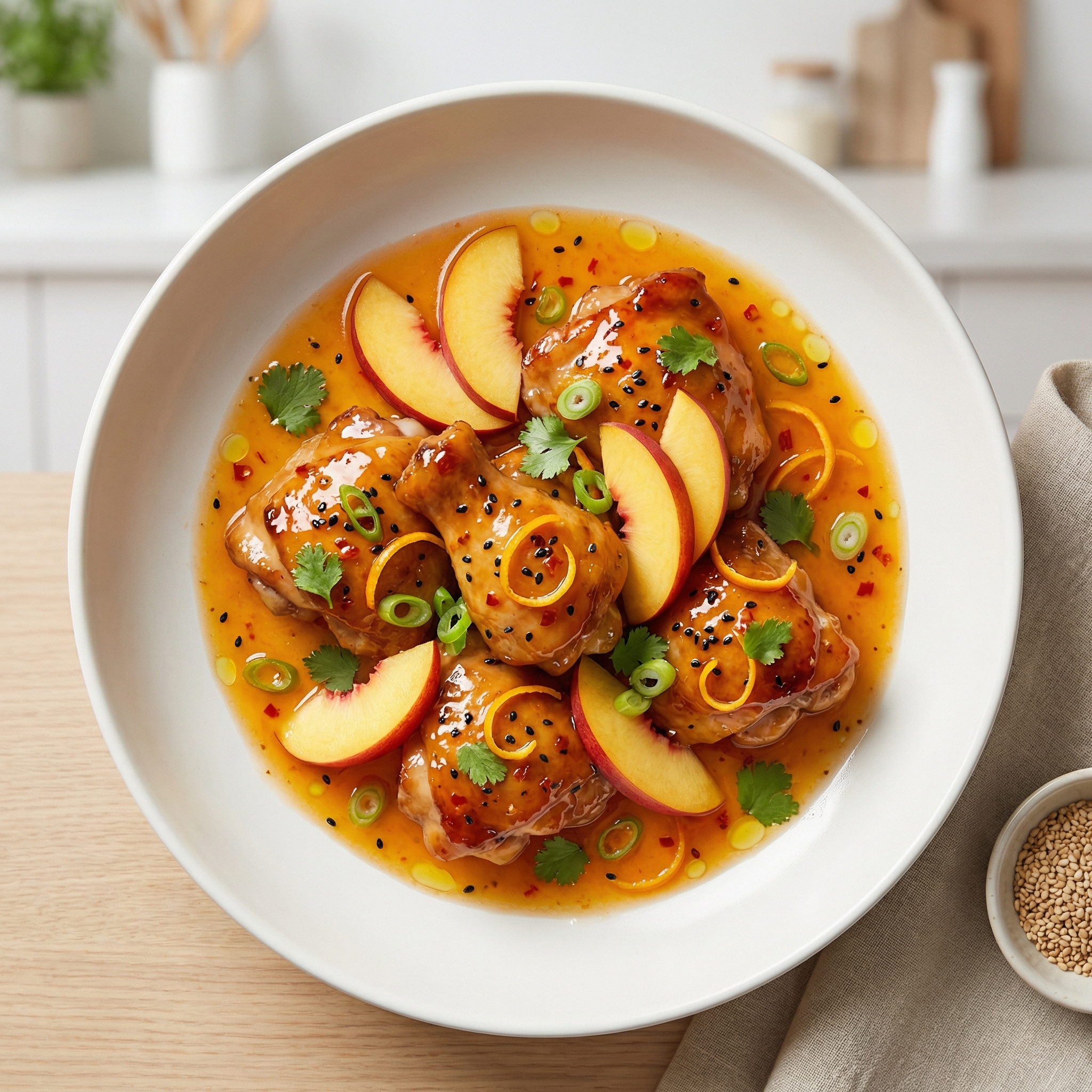 Sticky Orange Chicken with Nectarines