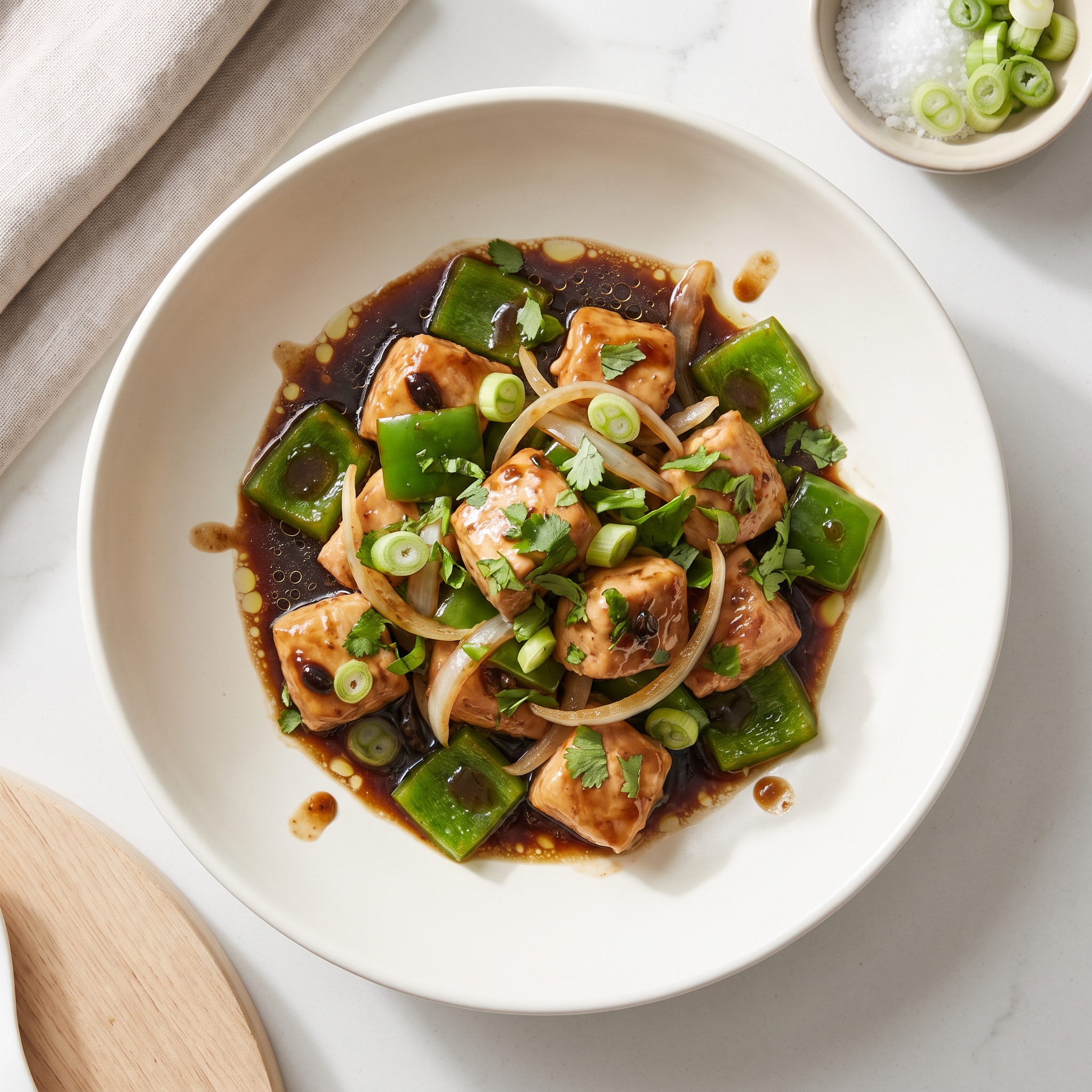 Stir-Fried Chicken and Green Peppers with Black Bean Sauce
