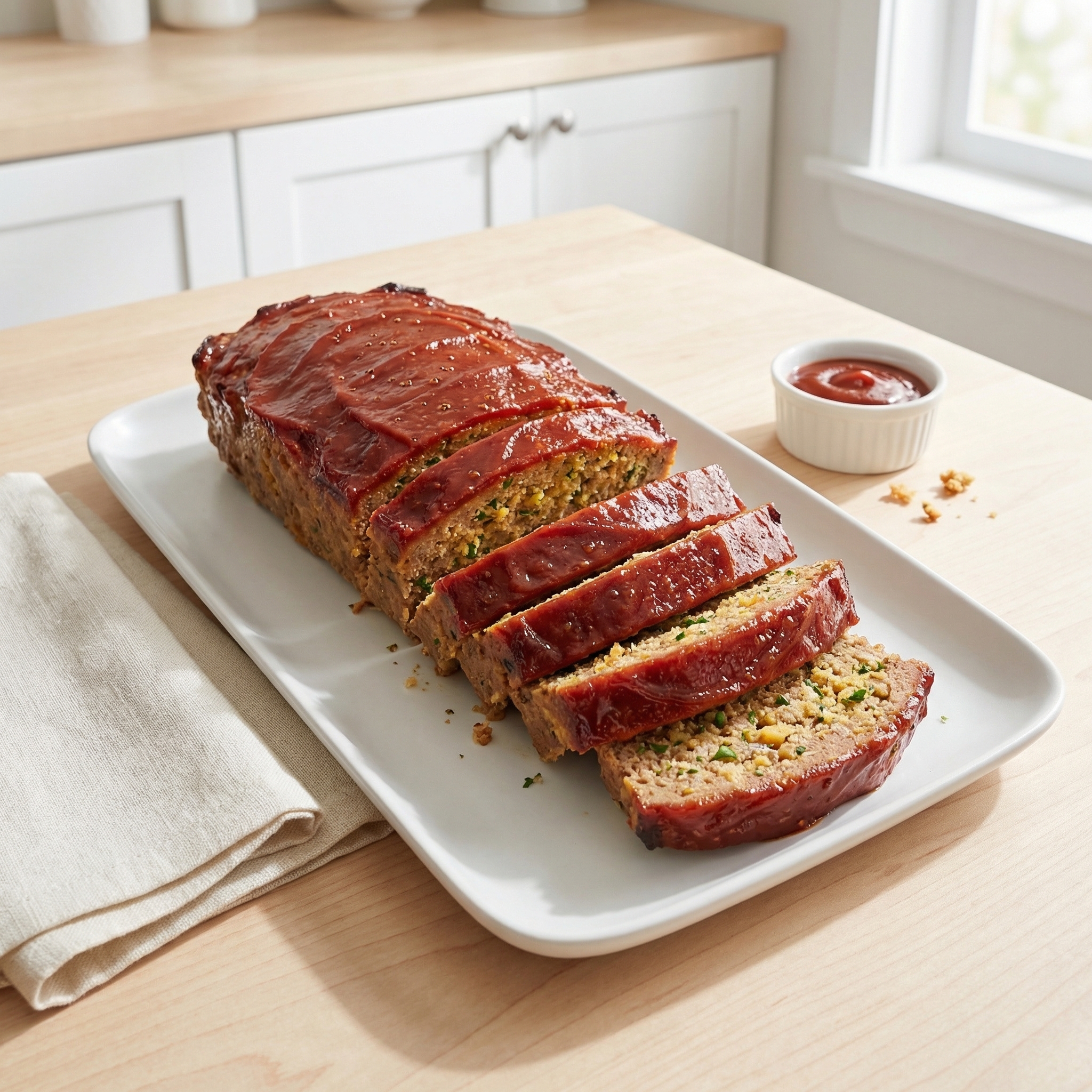Boxed Stuffing Mix Meatloaf with Ketchup Glaze