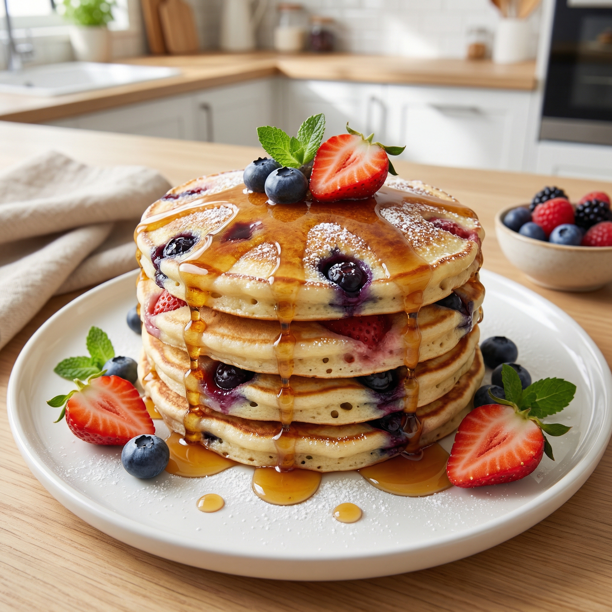 Mixed Berry Blender Pancakes