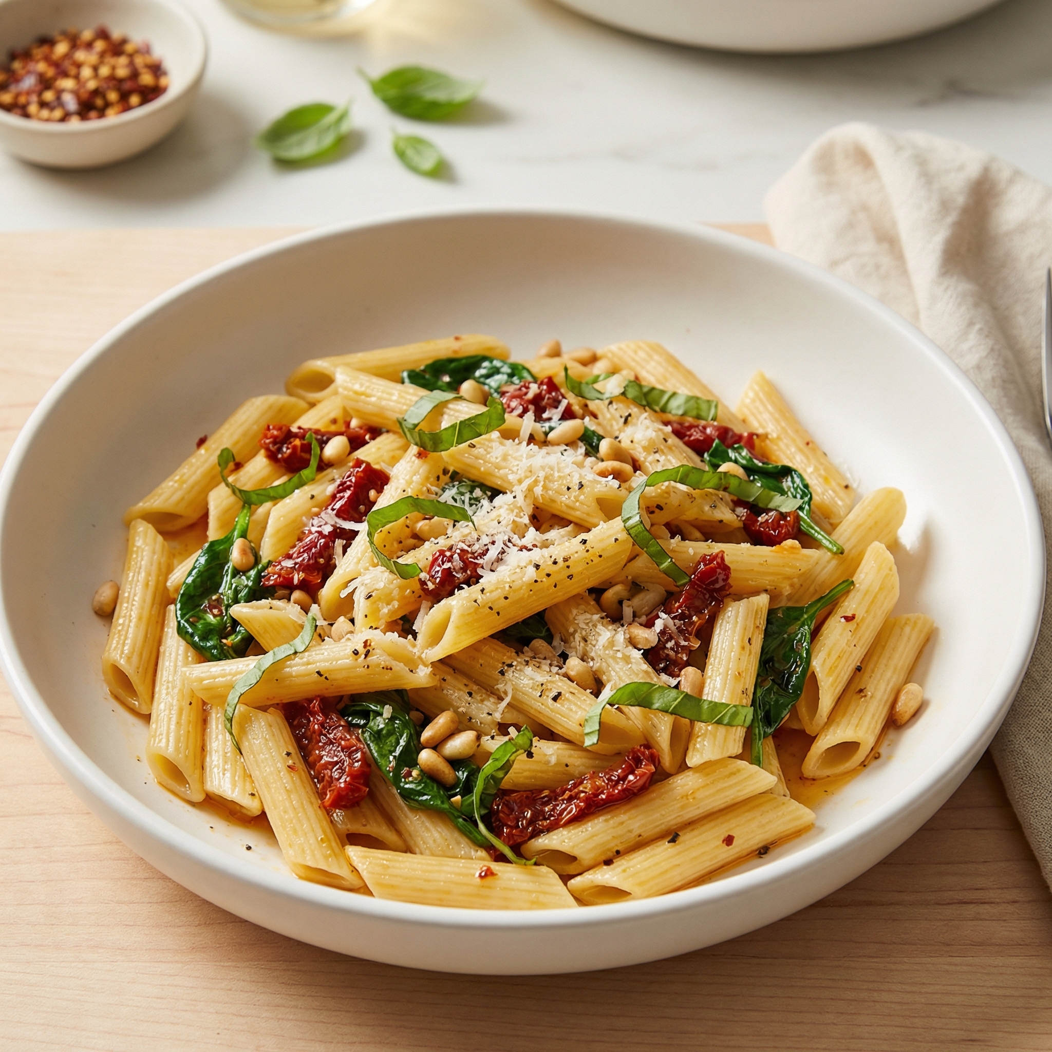 Spinach and Sun-Dried Tomato Pasta