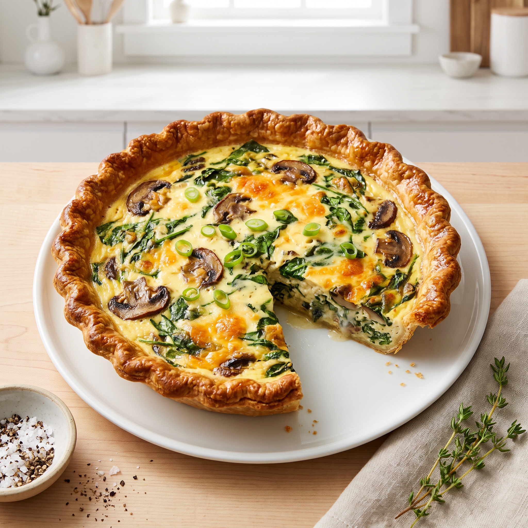 Suzanne's Cheddar and Spinach Quiche